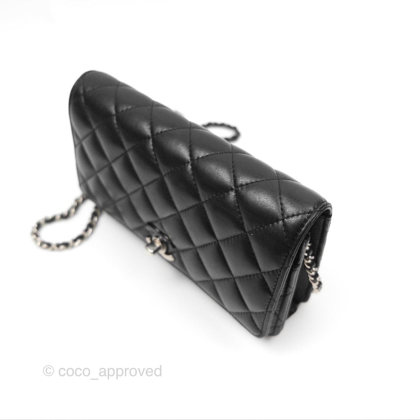 Chanel Gradient CC Wallet On Chain WOC Black Lambskin Silver Hardware 23K