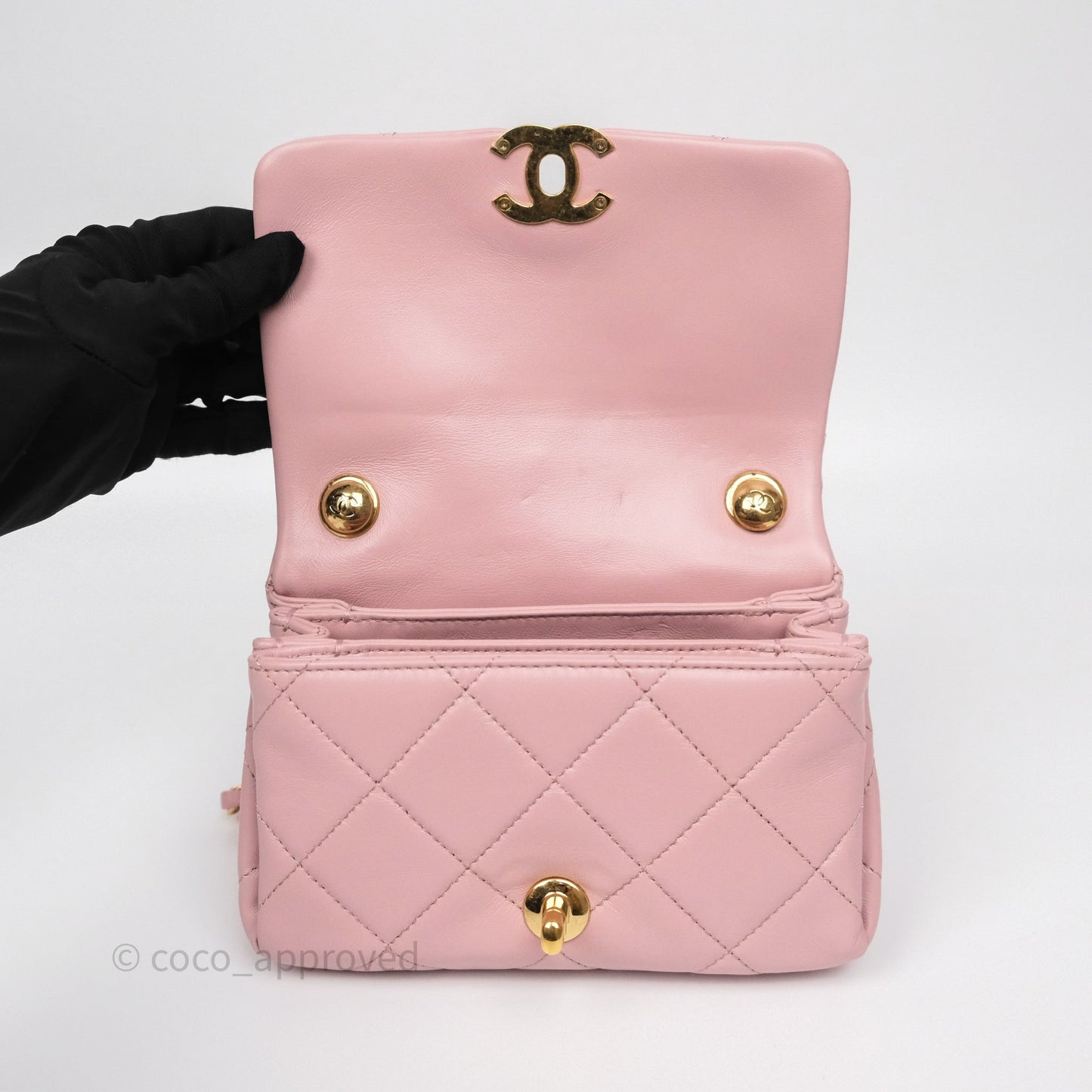 Chanel Mini Color Match Flap Quilted Pink Lambskin Aged Gold Hardware