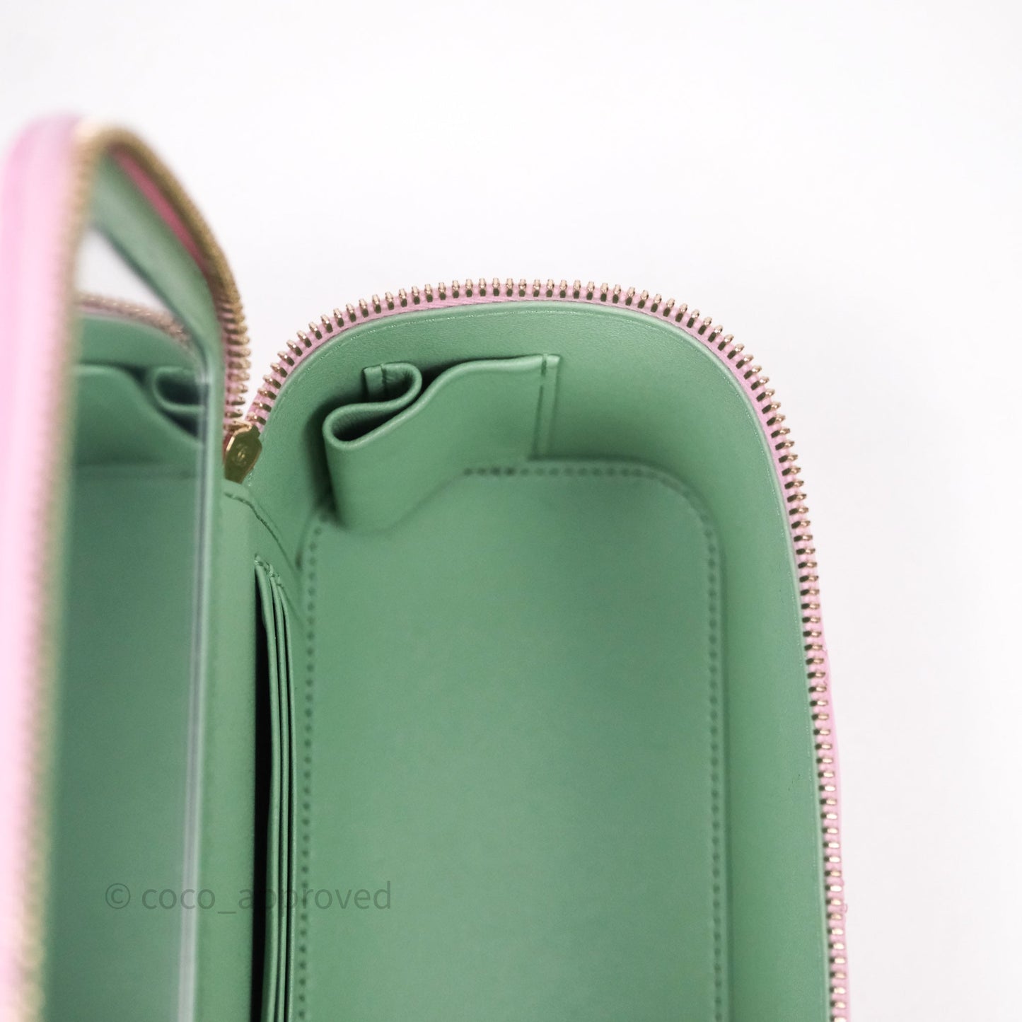 Chanel Vanity Rectangular Top Handle Pink Mint Green Lambskin Gold Hardware