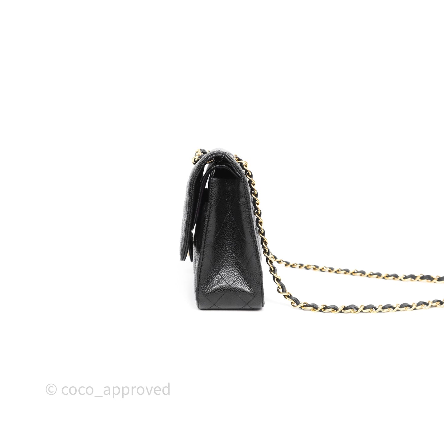 Chanel Classic M/L Medium Flap Quilted Black Caviar Gold Hardware
