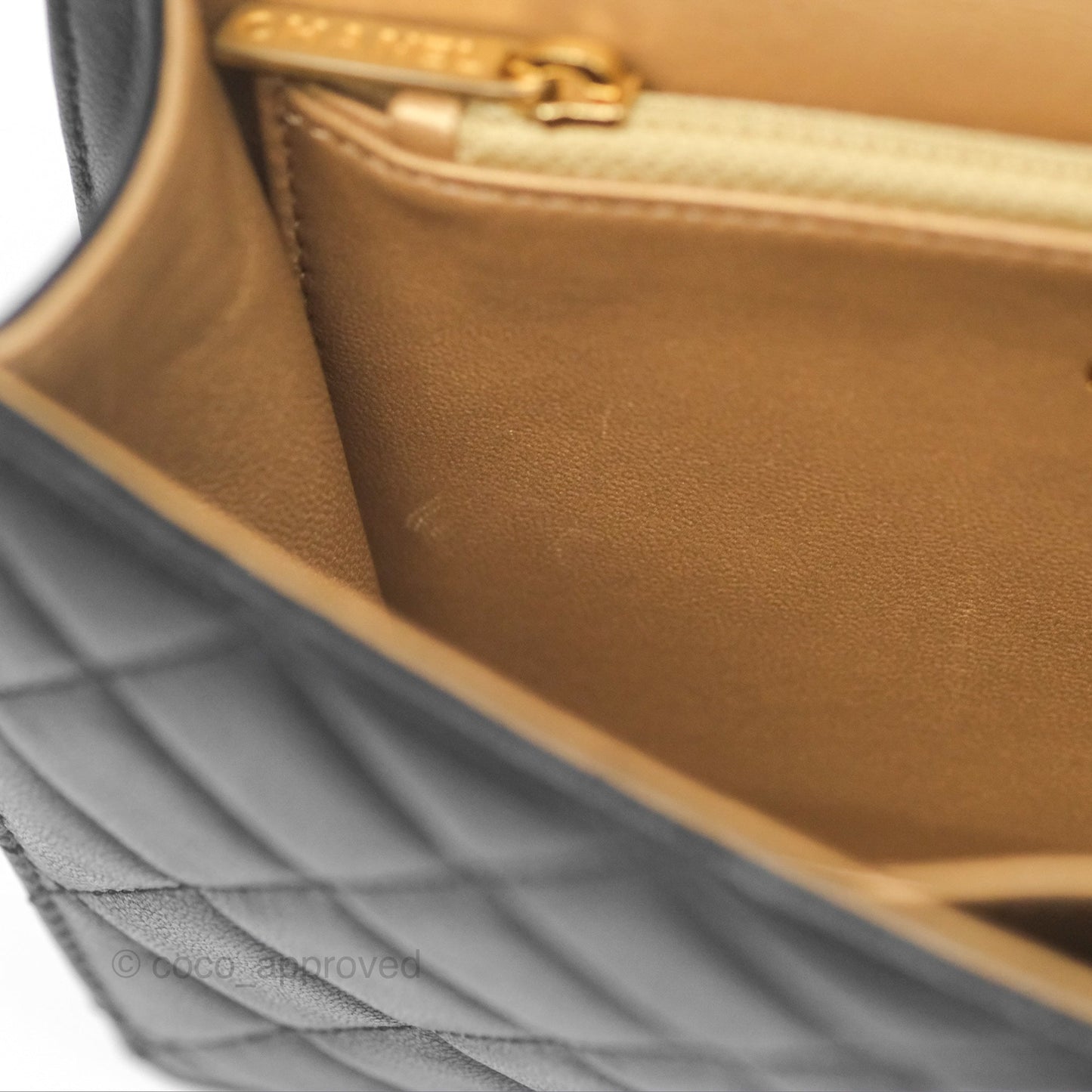 Chanel Small Chic Pearls Flap Quilted Black Goatskin Aged Gold Hardware