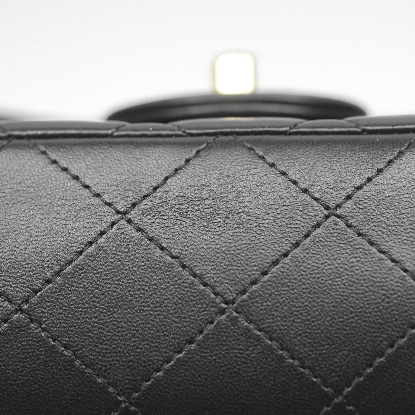 Chanel Classic M/L Medium Flap Quilted Black Lambskin Gold Hardware