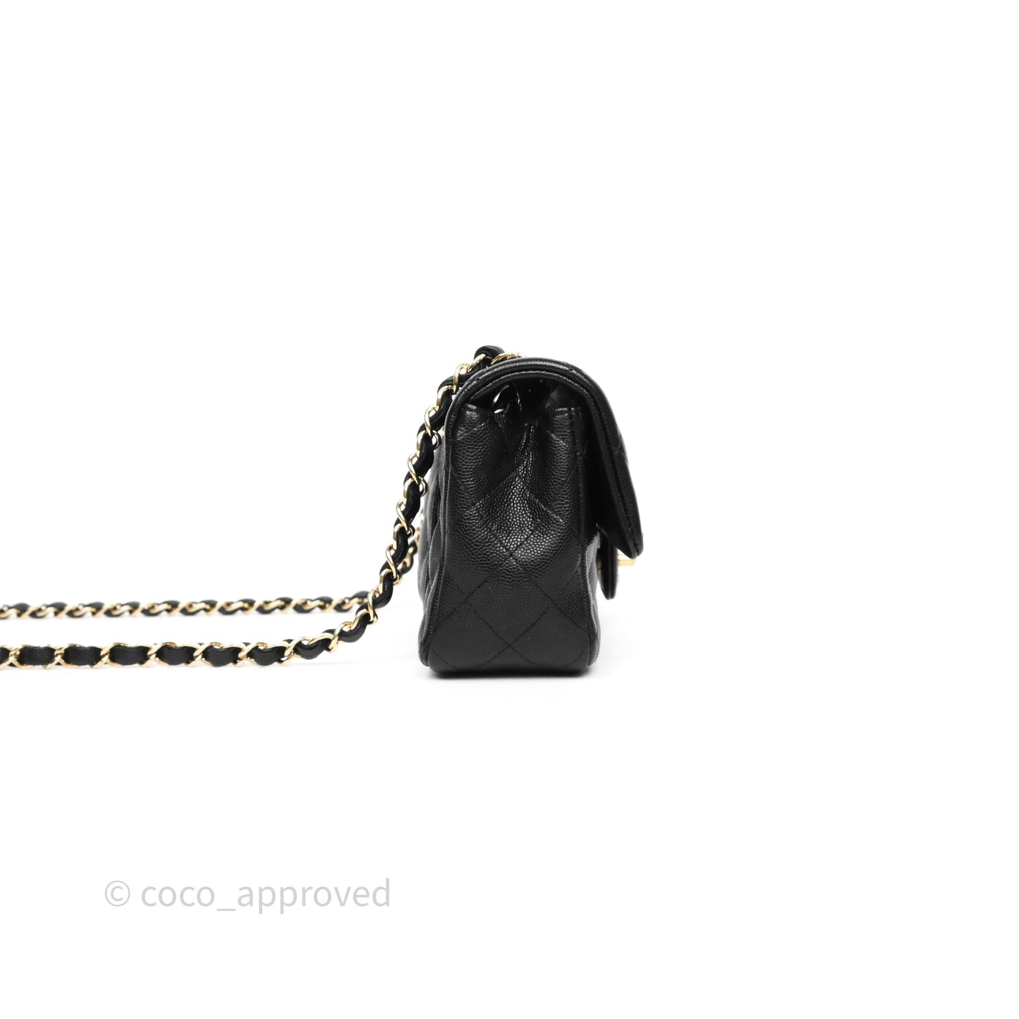 Chanel Mini Rectangular Quilted Black Caviar Gold Hardware