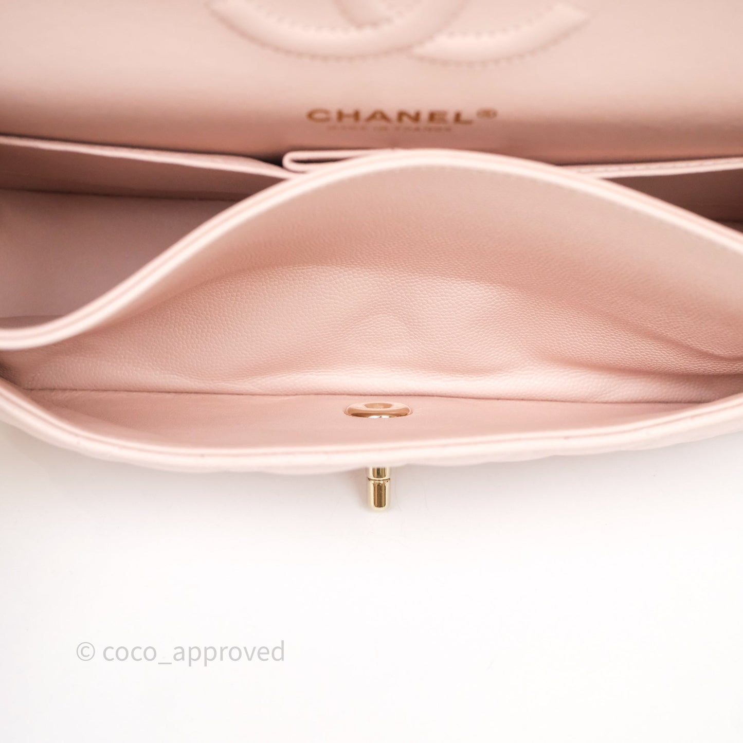Chanel Classic M/L Medium Flap Quilted Pink Caviar Gold Hardware