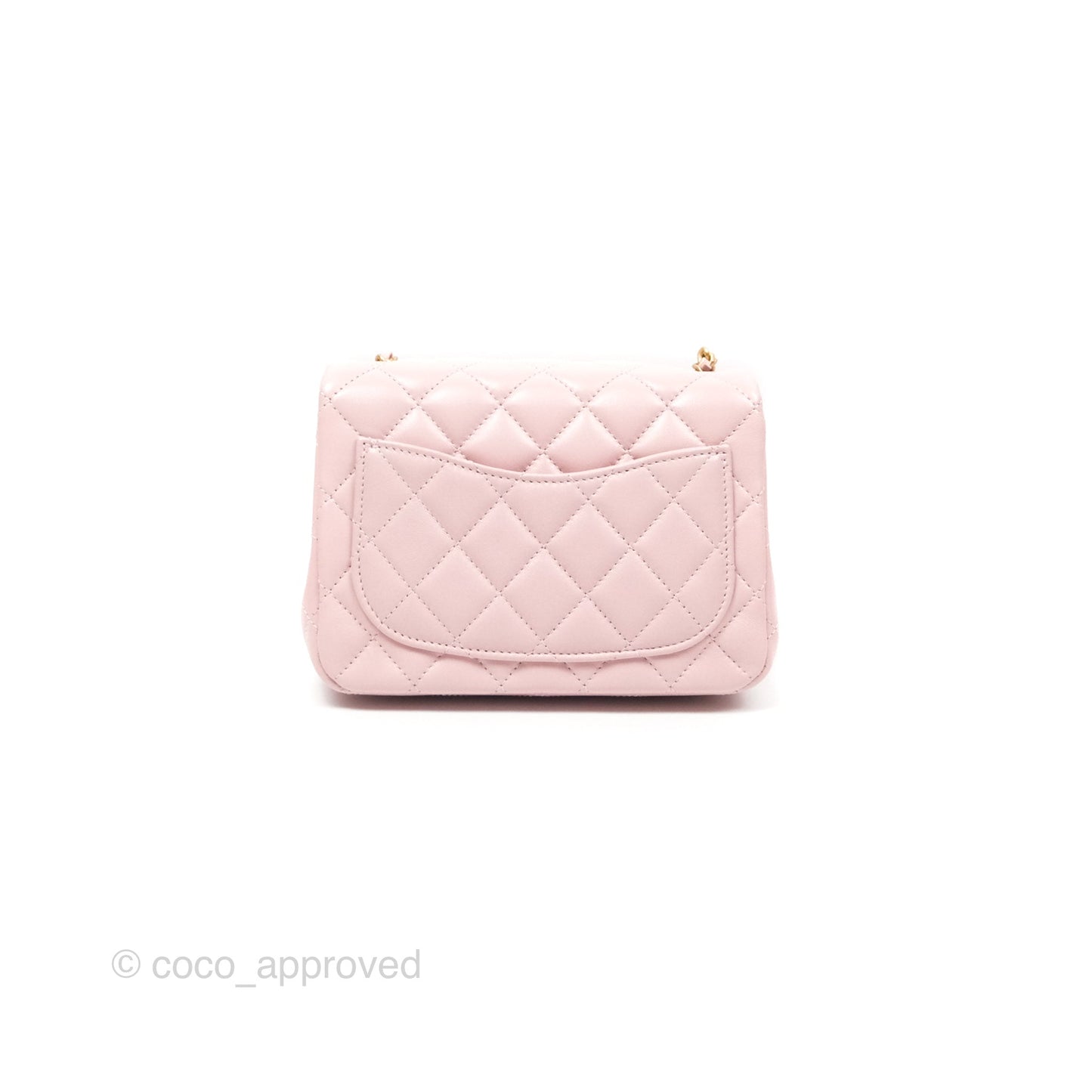 Chanel Pearl Crush Mini Square Quilted Light Pink Lambskin Aged Gold Hardware