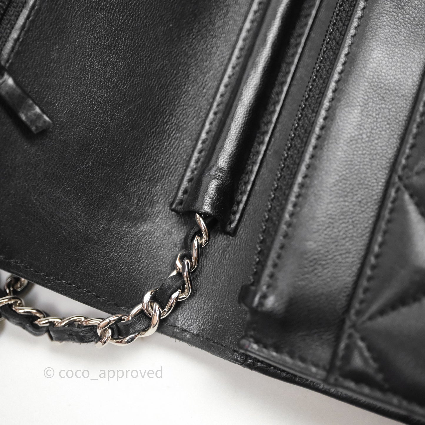 Chanel Quilted WOC Black Lambskin Silver Hardware