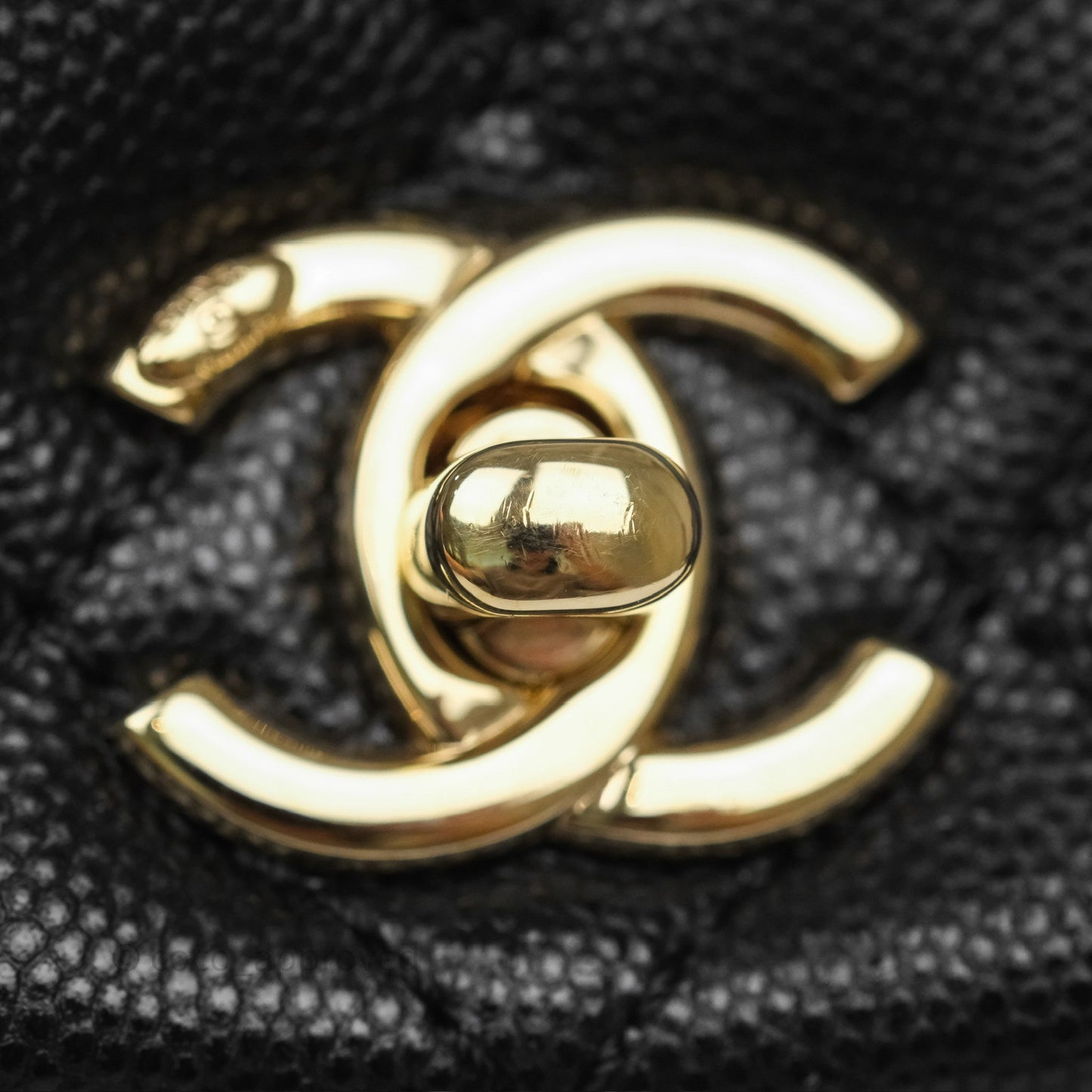 Chanel Small Coco Handle Quilted Black Caviar Gold Hardware Lizard Handle