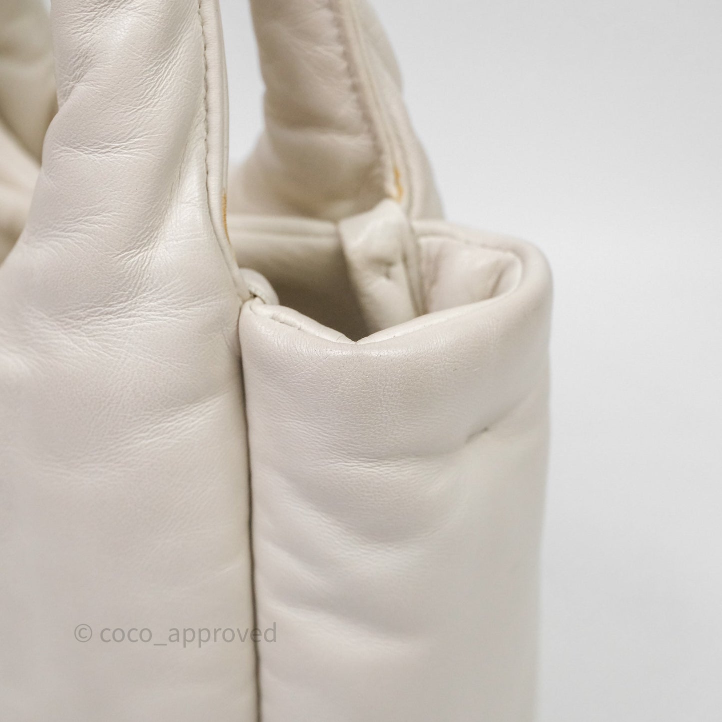 Prada Soft Tote Bag Ivory Silver Hardware