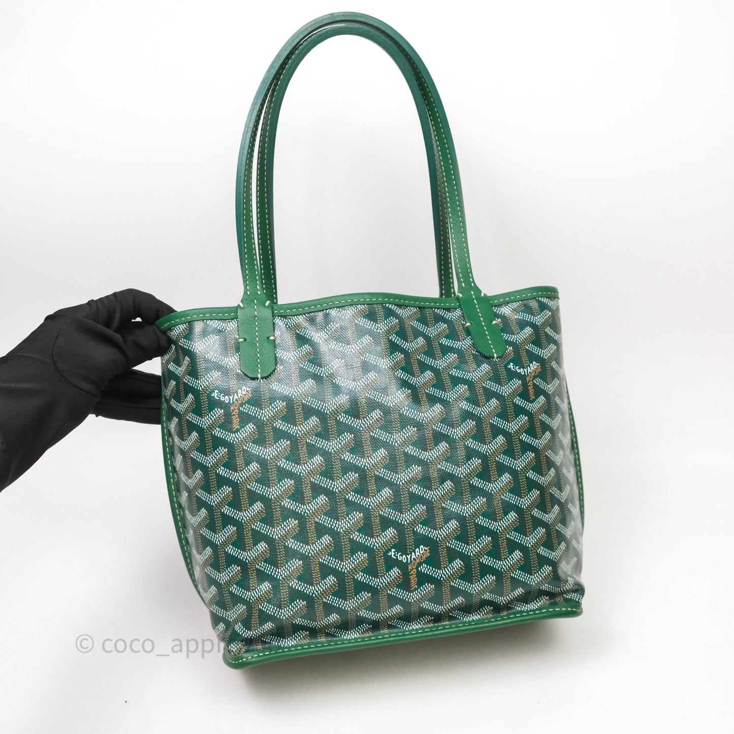 Goyard Anjou Mini Tote Bag Green Goyardine Canvas
