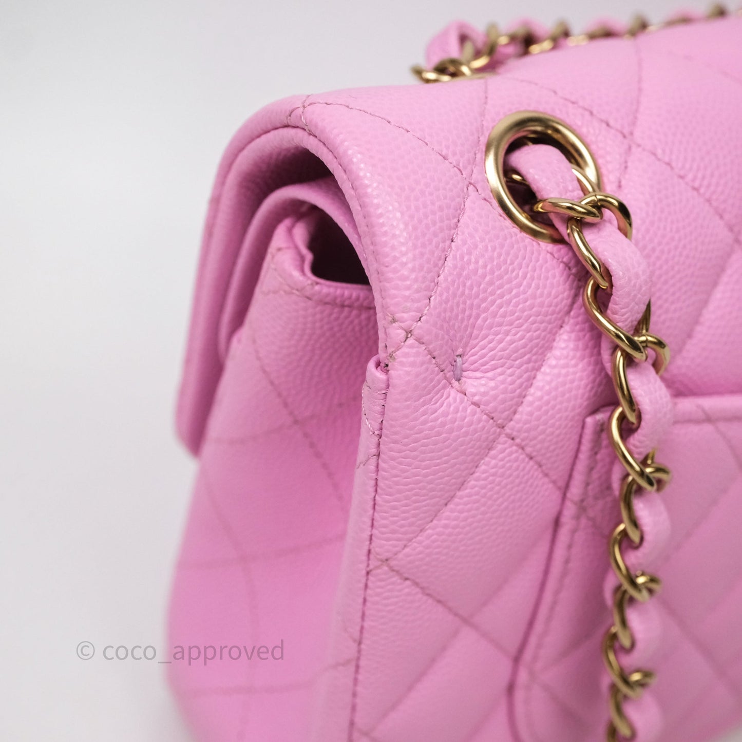 Chanel Small Classic Flap Quilted Pink Caviar Gold Hardware