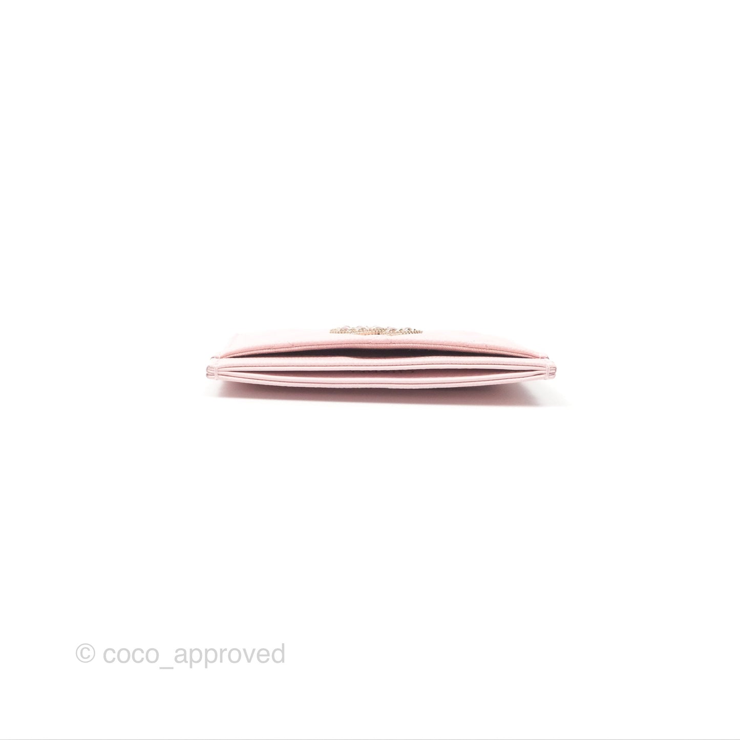 Chanel Quilted Flat Card Holder Light Pink Caviar