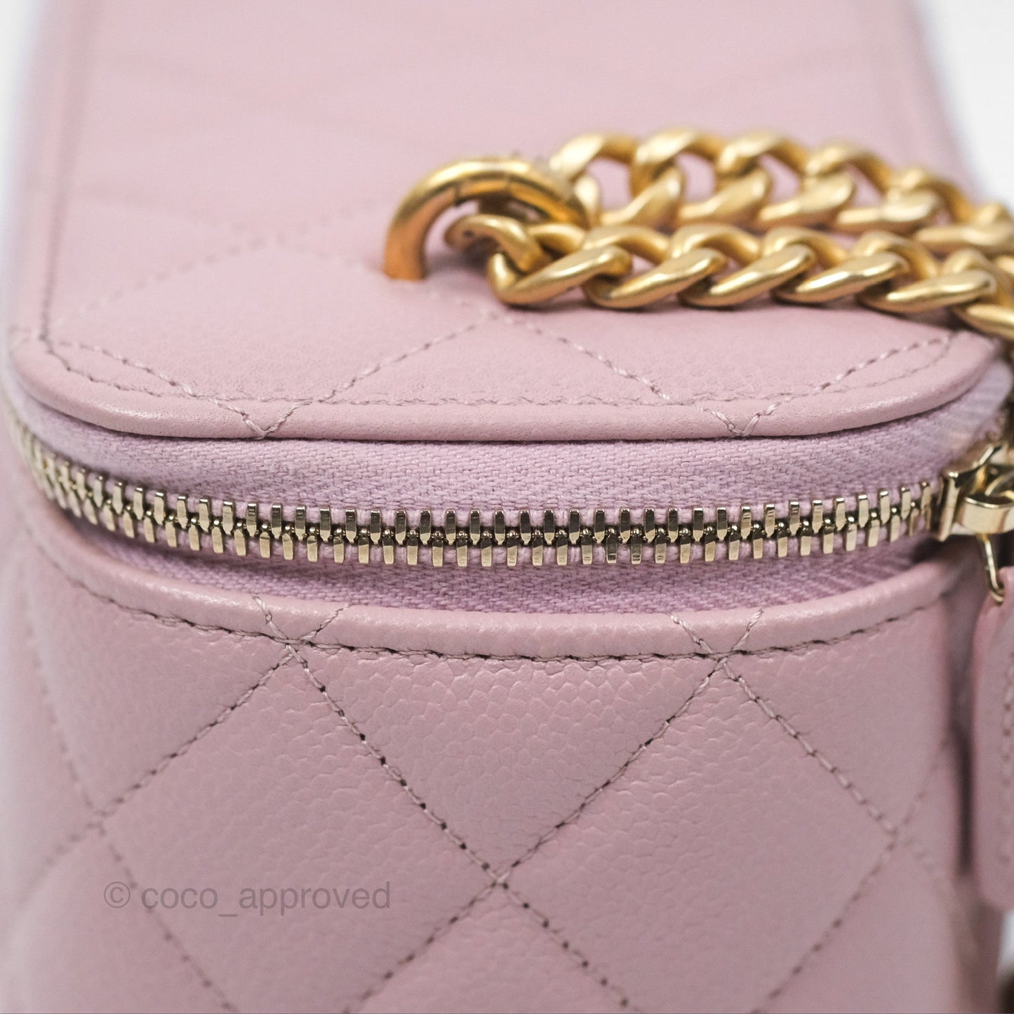 Chanel Vanity with Heart Adjustable Chain Dusty Pink Caviar Aged Gold Hardware