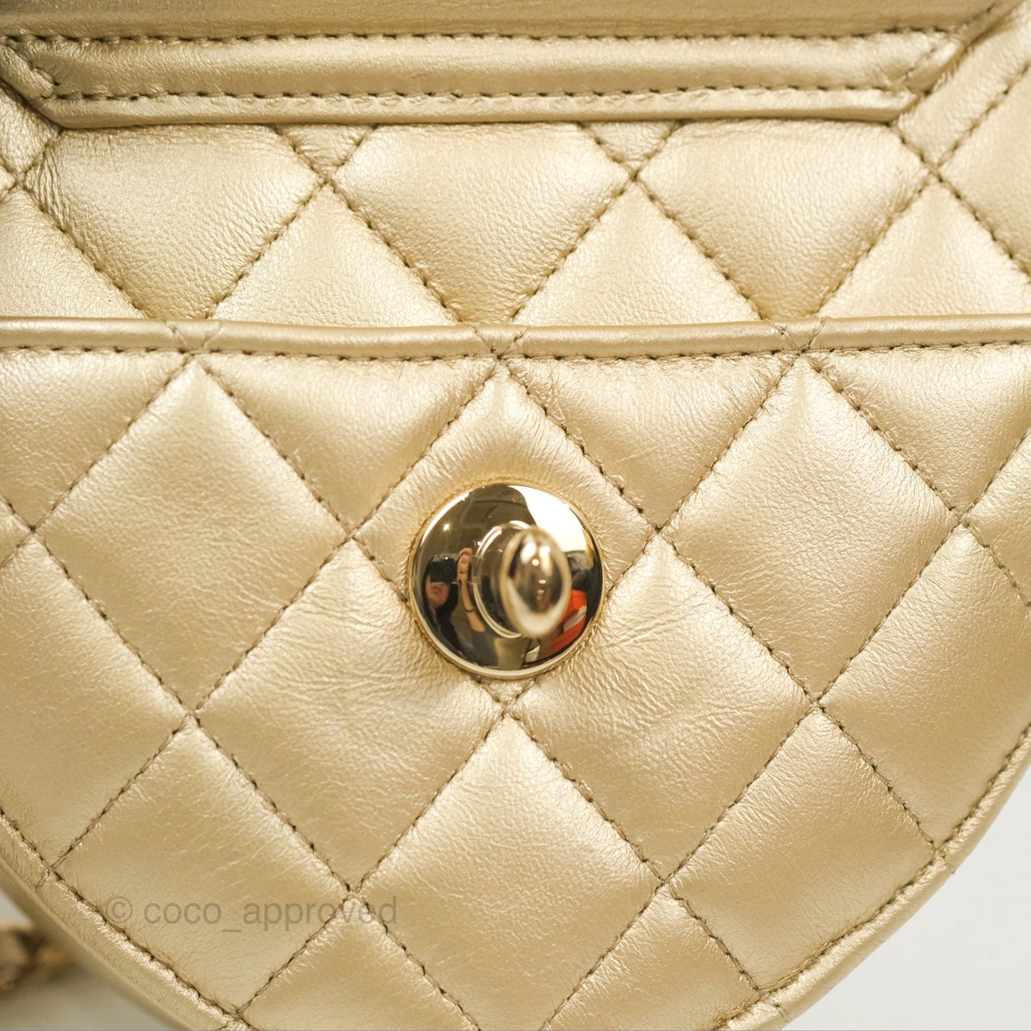 Chanel Small Heart Bag Iridescent Gold Lambskin Gold Hardware 22S