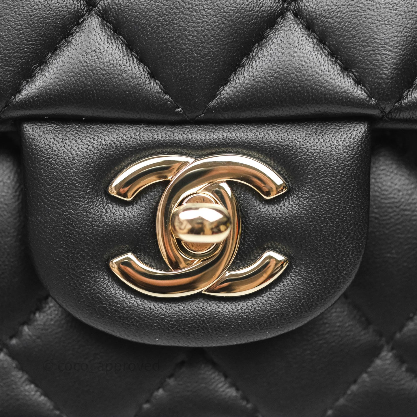 Chanel Top Handle Mini Rectangular Flap Black Lambskin Gold Hardware