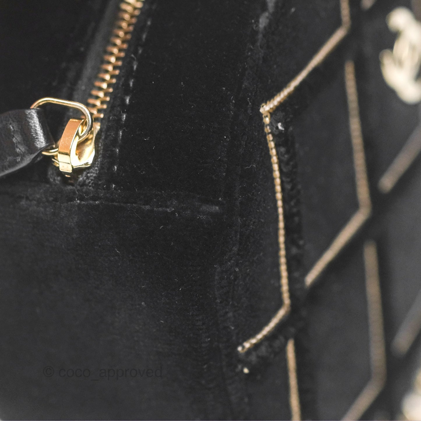 Chanel Quilted Round Clutch With Chain Black Velvet Gold Hardware