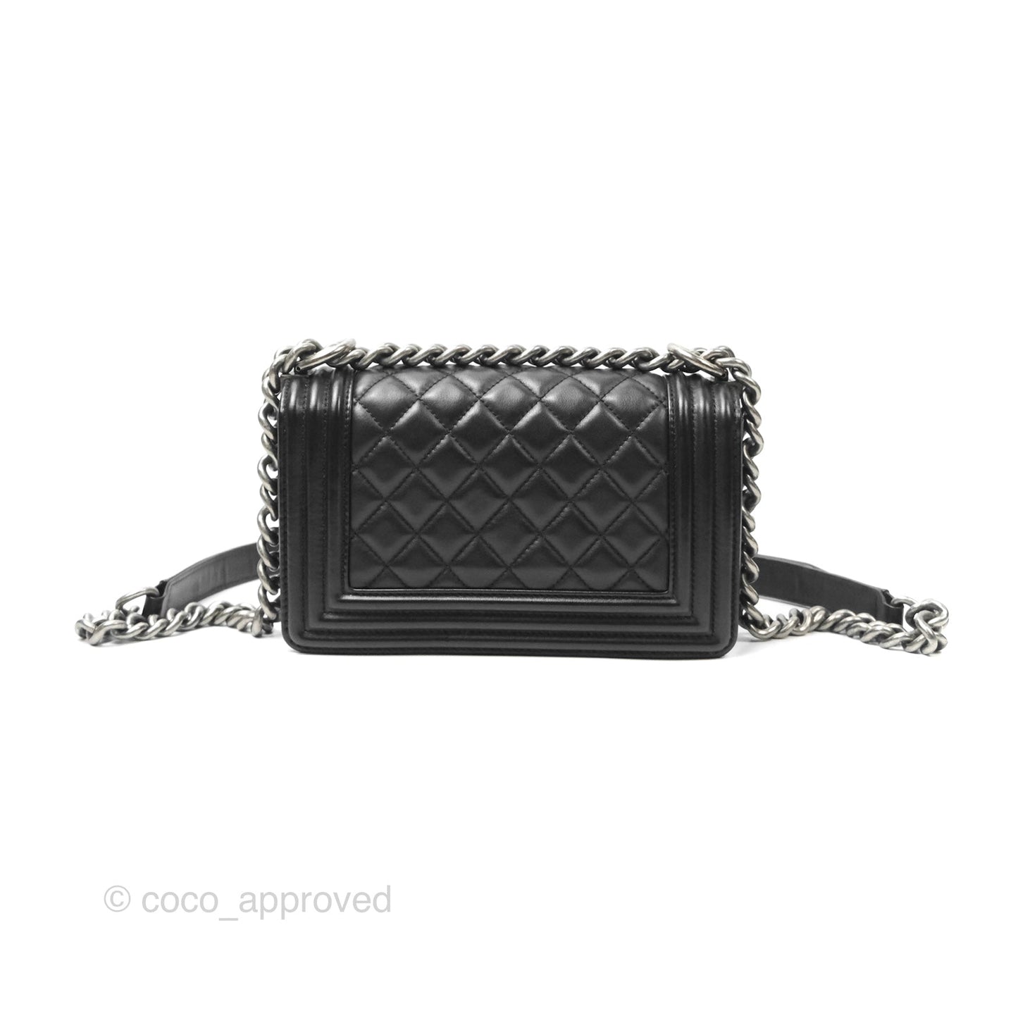 Chanel Small Boy Quilted Black Calfskin Ruthenium Hardware