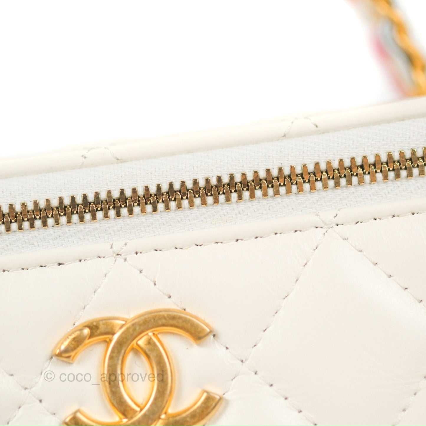 Chanel Rainbow Top Handle Vanity White Glazed Lambskin 23P