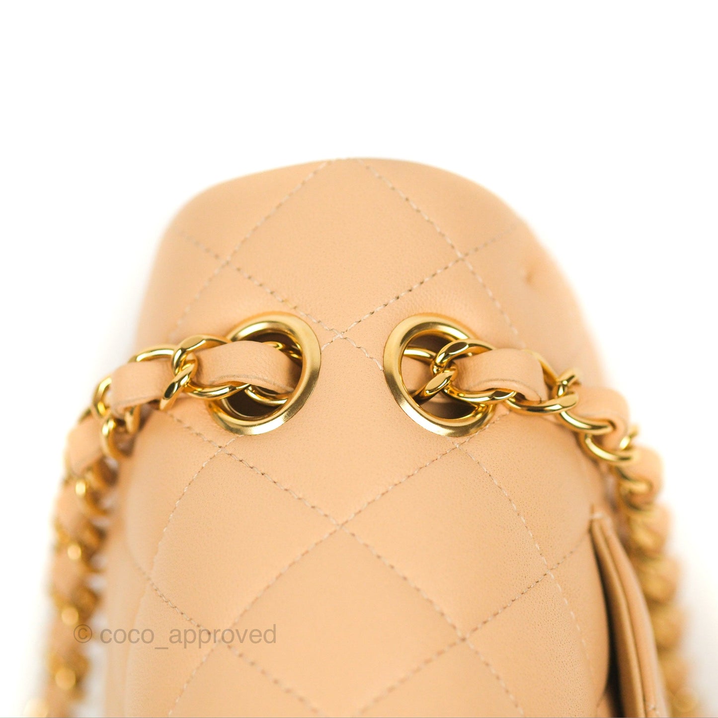 Chanel Classic M/L Medium Flap Quilted Beige Lambskin Gold Hardware