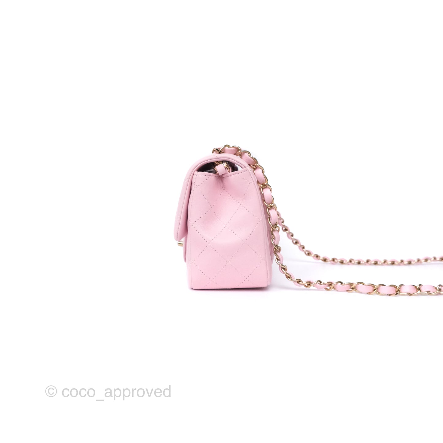 Chanel Mini Square Flap Quilted Pink Lambskin Gold Hardware
