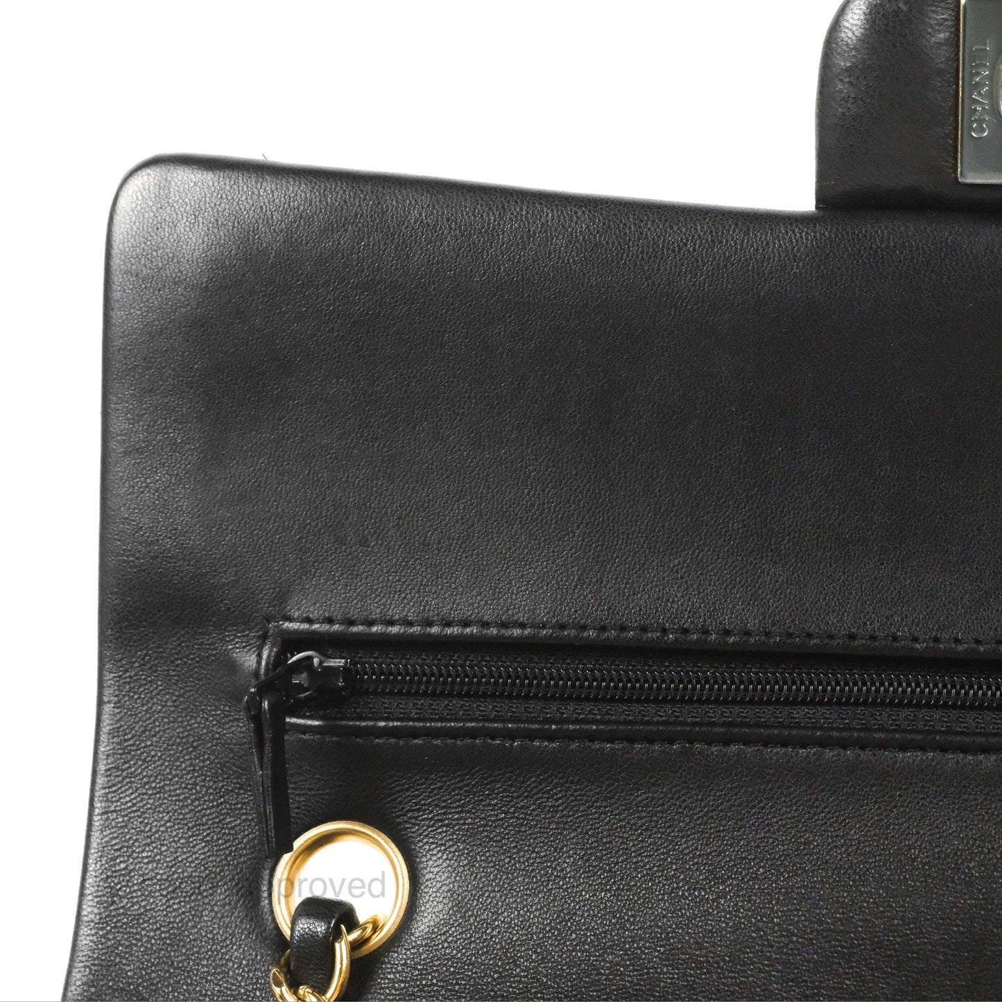 Chanel Classic M/L Medium Flap Quilted Black Lambskin Gold Hardware