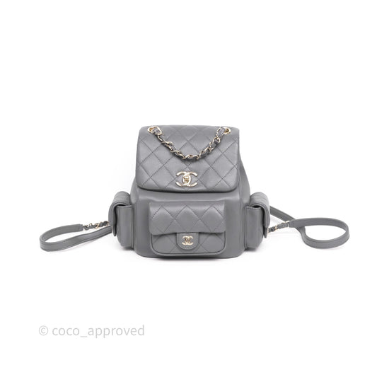 Chanel Small Duma Backpack Dark Grey Caviar Gold Hardware 23K