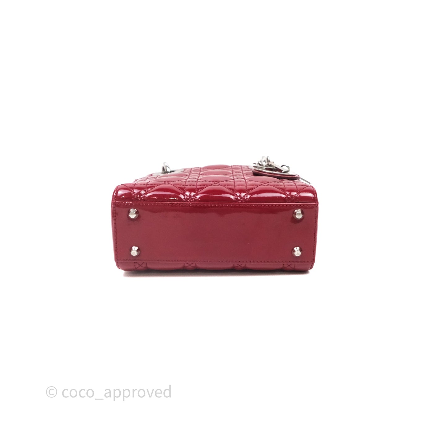 Christian Dior Mini Lady Dior Red Patent Cannage Silver Hardware