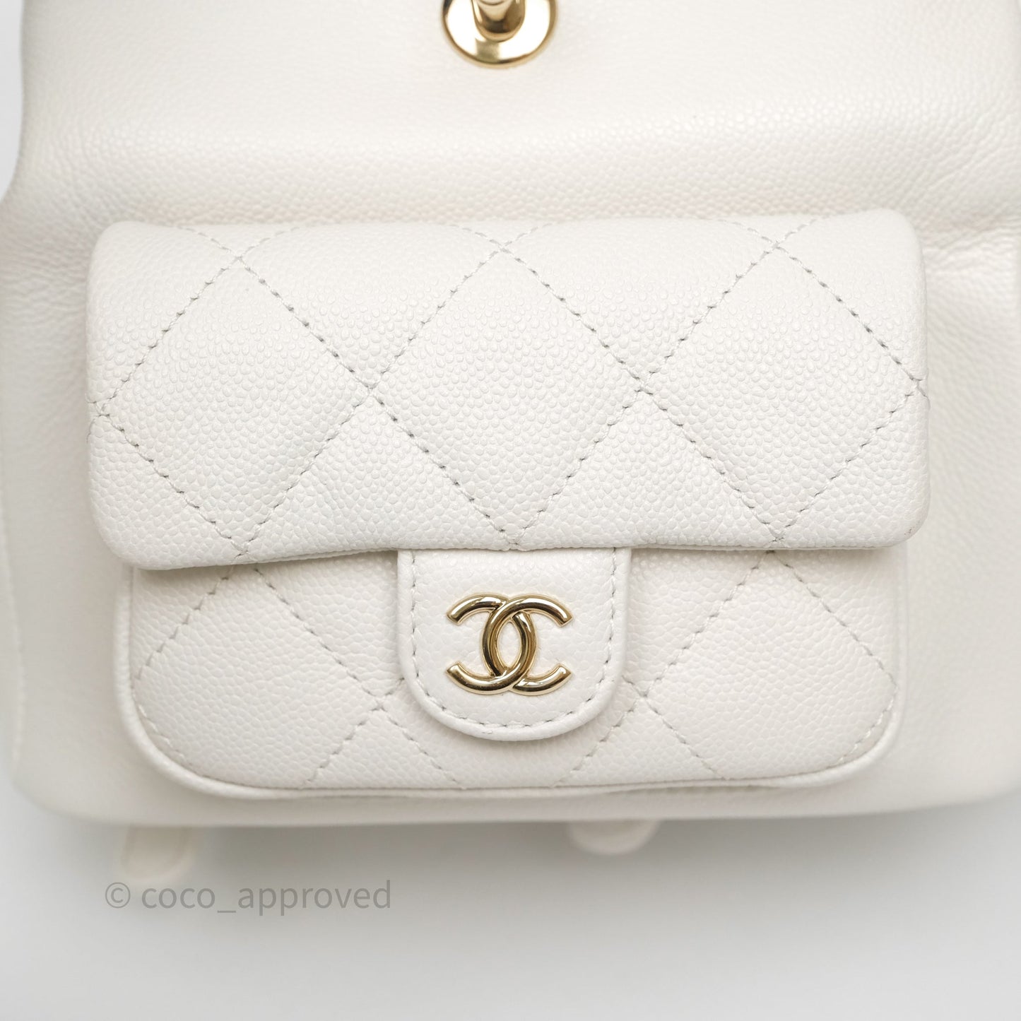 Chanel Duma Backpack White Caviar Gold Hardware 23K