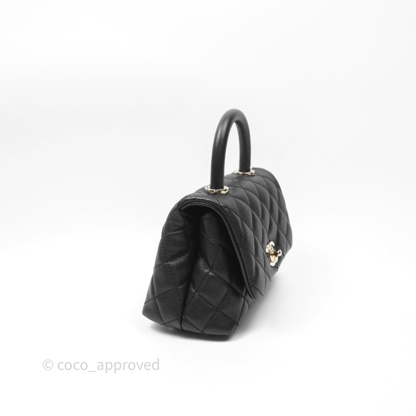 Chanel Mini Coco Handle Quilted Black Caviar Gold Hardware
