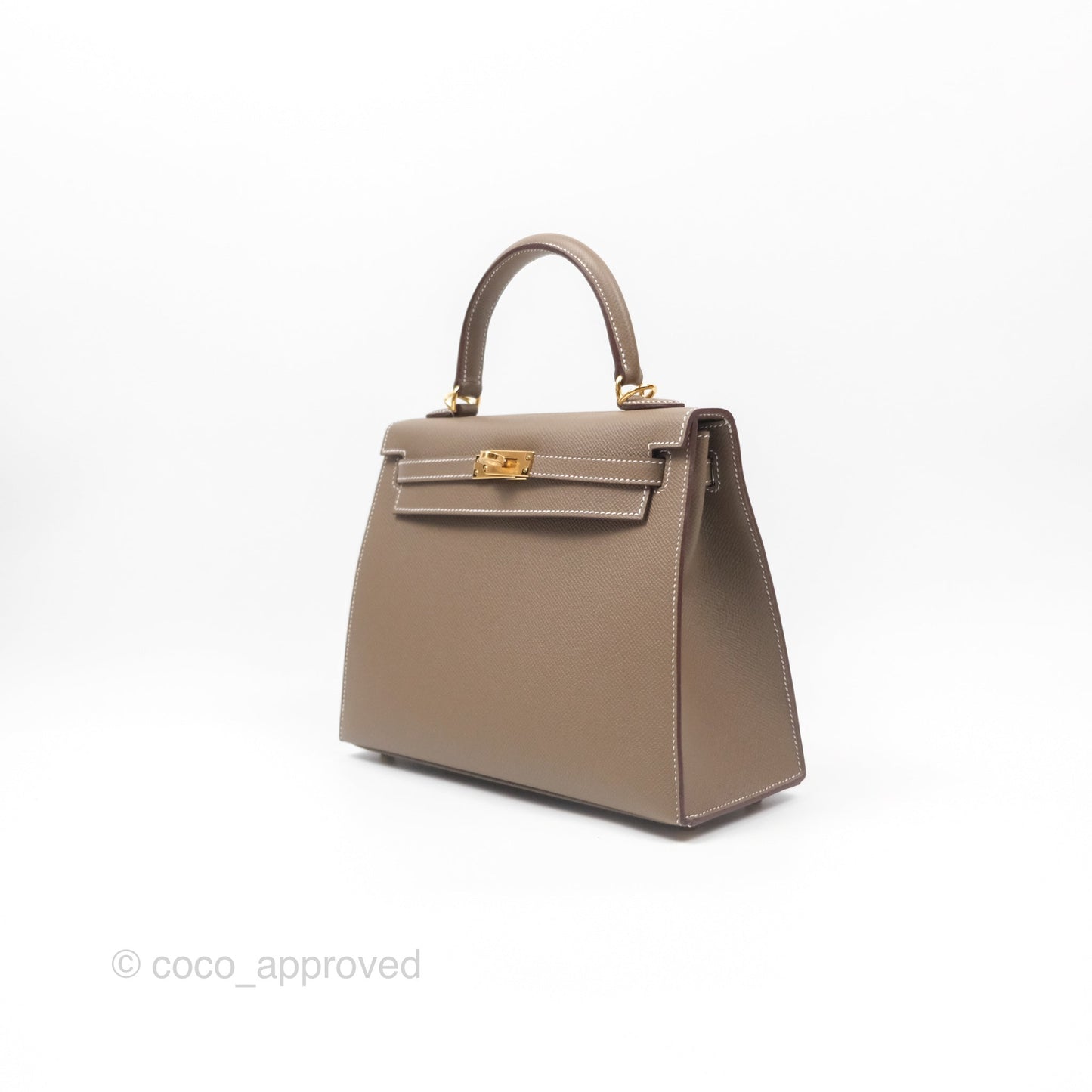 Hermès Sellier Kelly 25 Etoupe 18 Epsom Gold Hardware