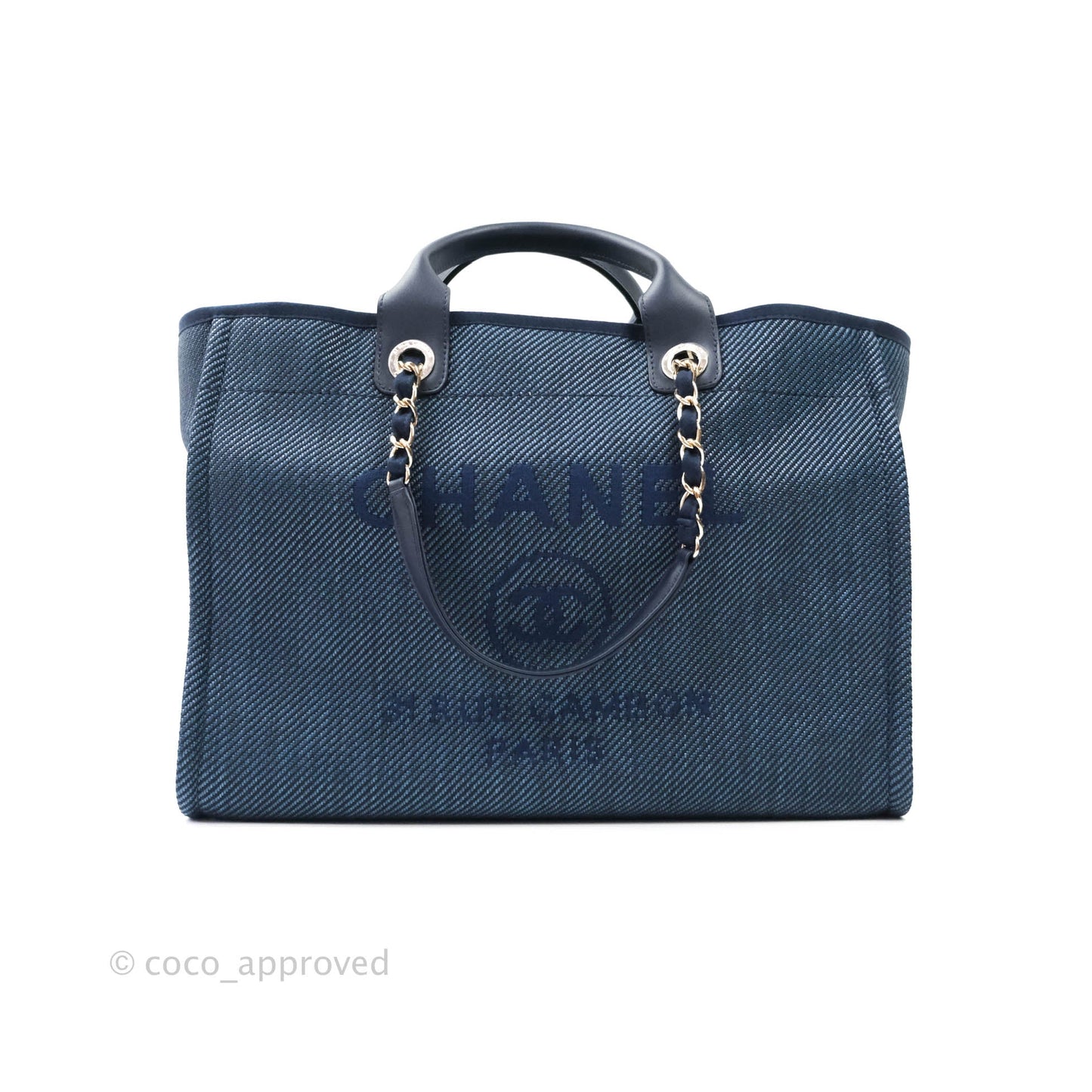 Chanel Canvas Large Deauville Tote Navy Blue