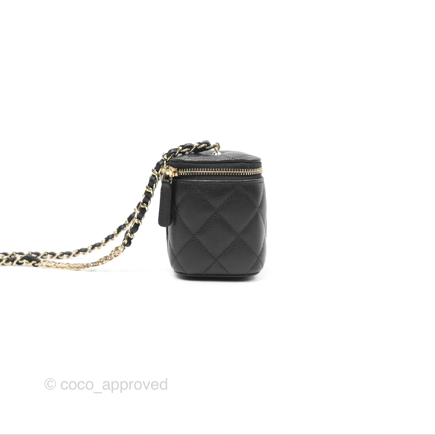 Chanel Mini Vanity With CC Chain Black Caviar Gold Hardware