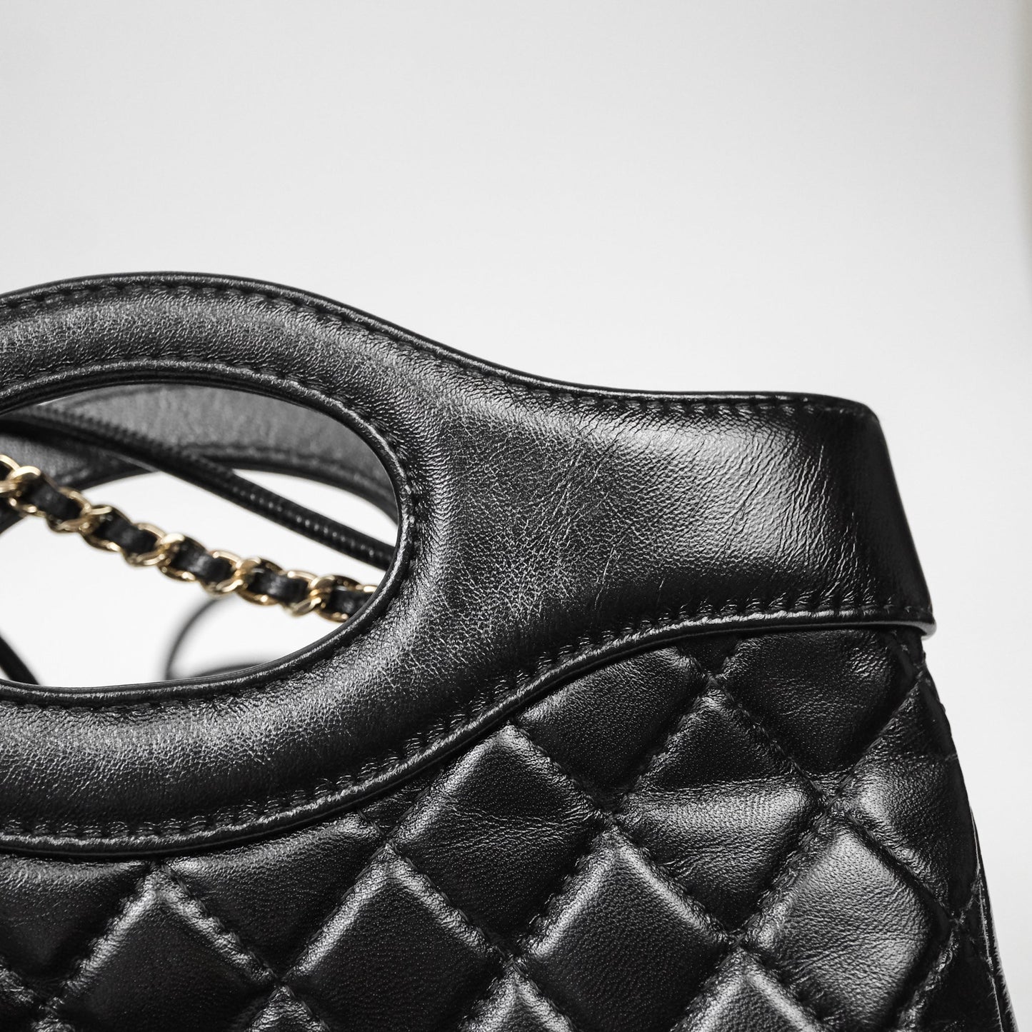 Chanel 31 Mini Black Shiny Calfskin Gold Hardware