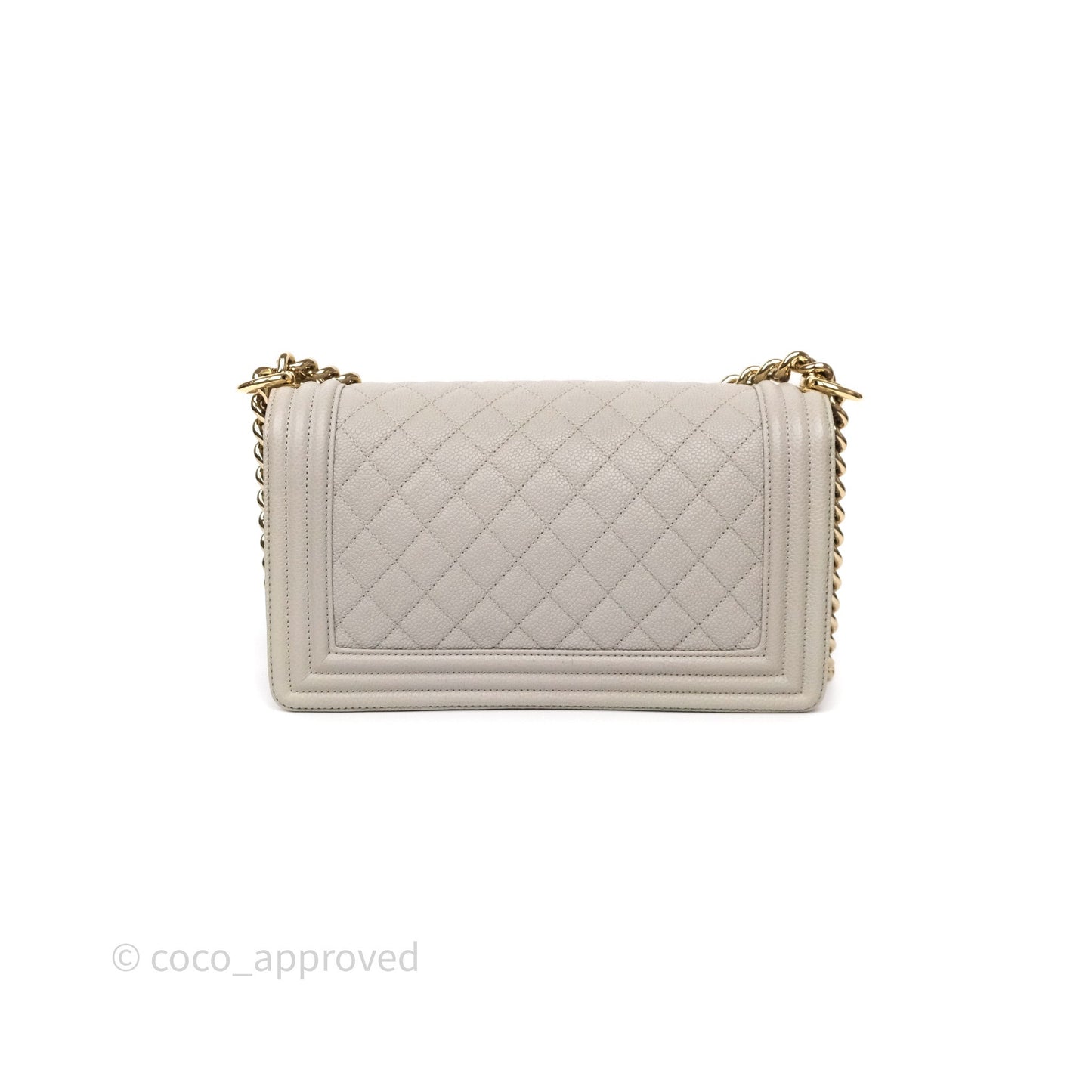 Chanel Medium Boy Quilted Grey Caviar Gold Hardware