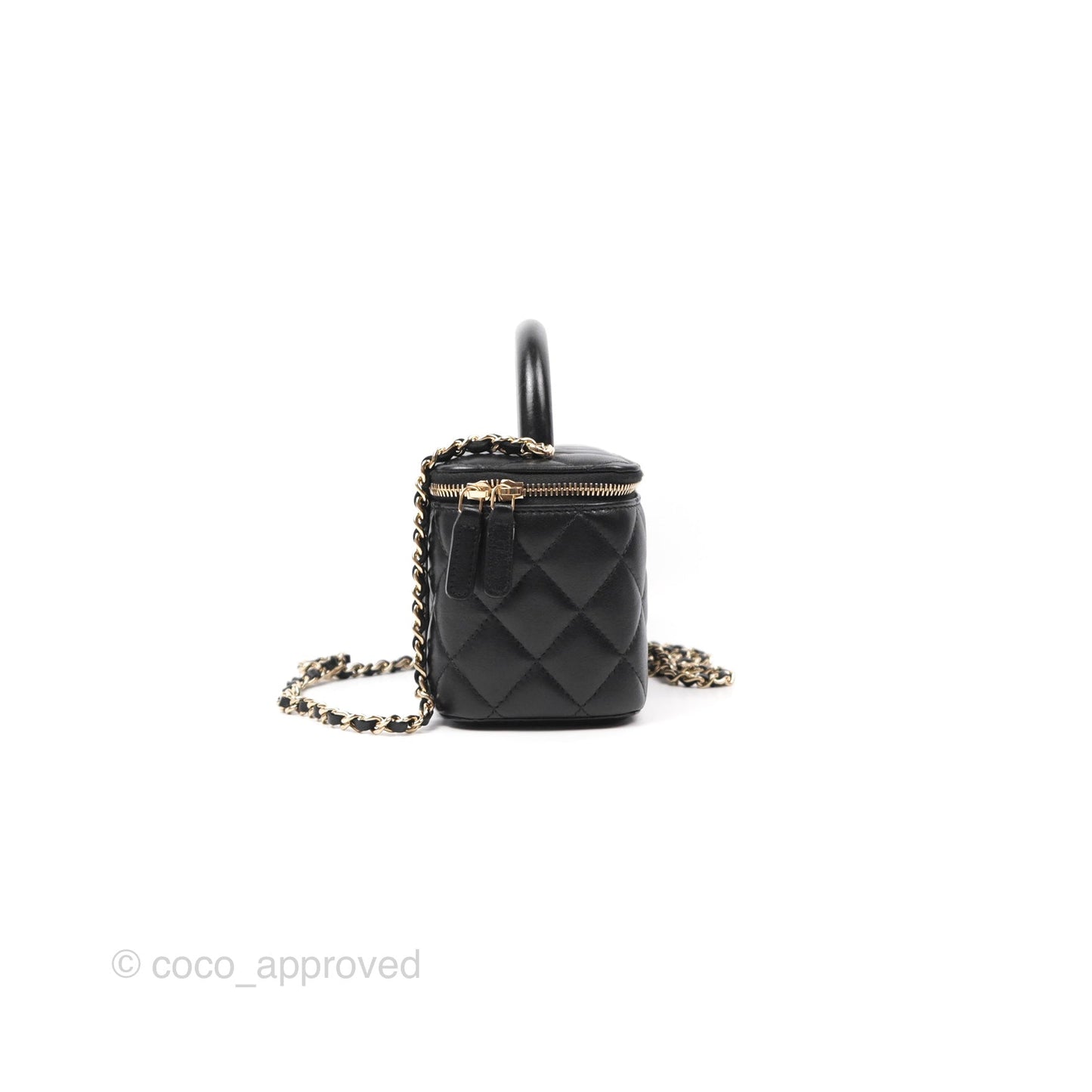 Chanel Top Handle Vanity Rectangular Black Lambskin Gold Hardware
