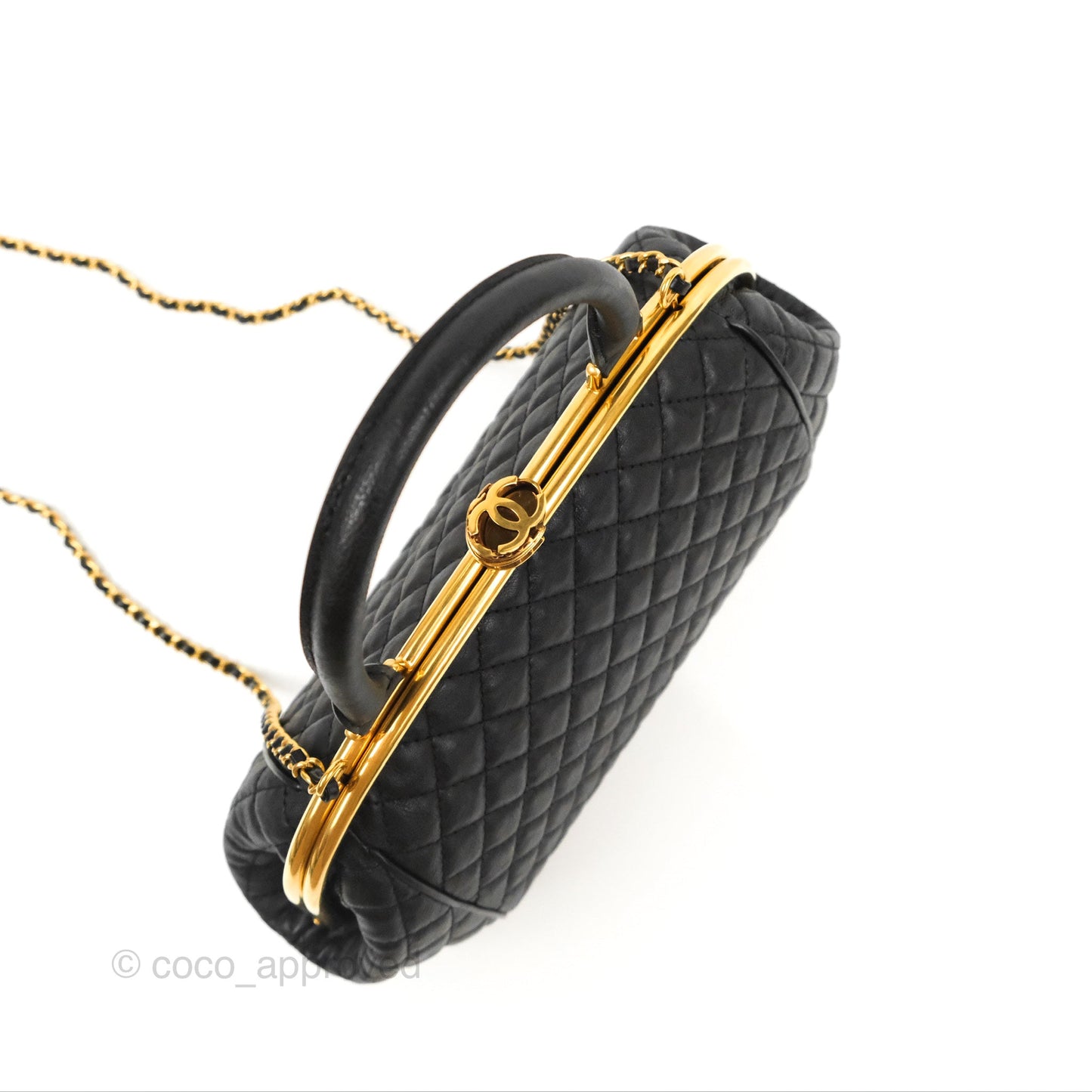Chanel Paris Rome Colosseum Lock Bag Black Calfskin Antique Gold