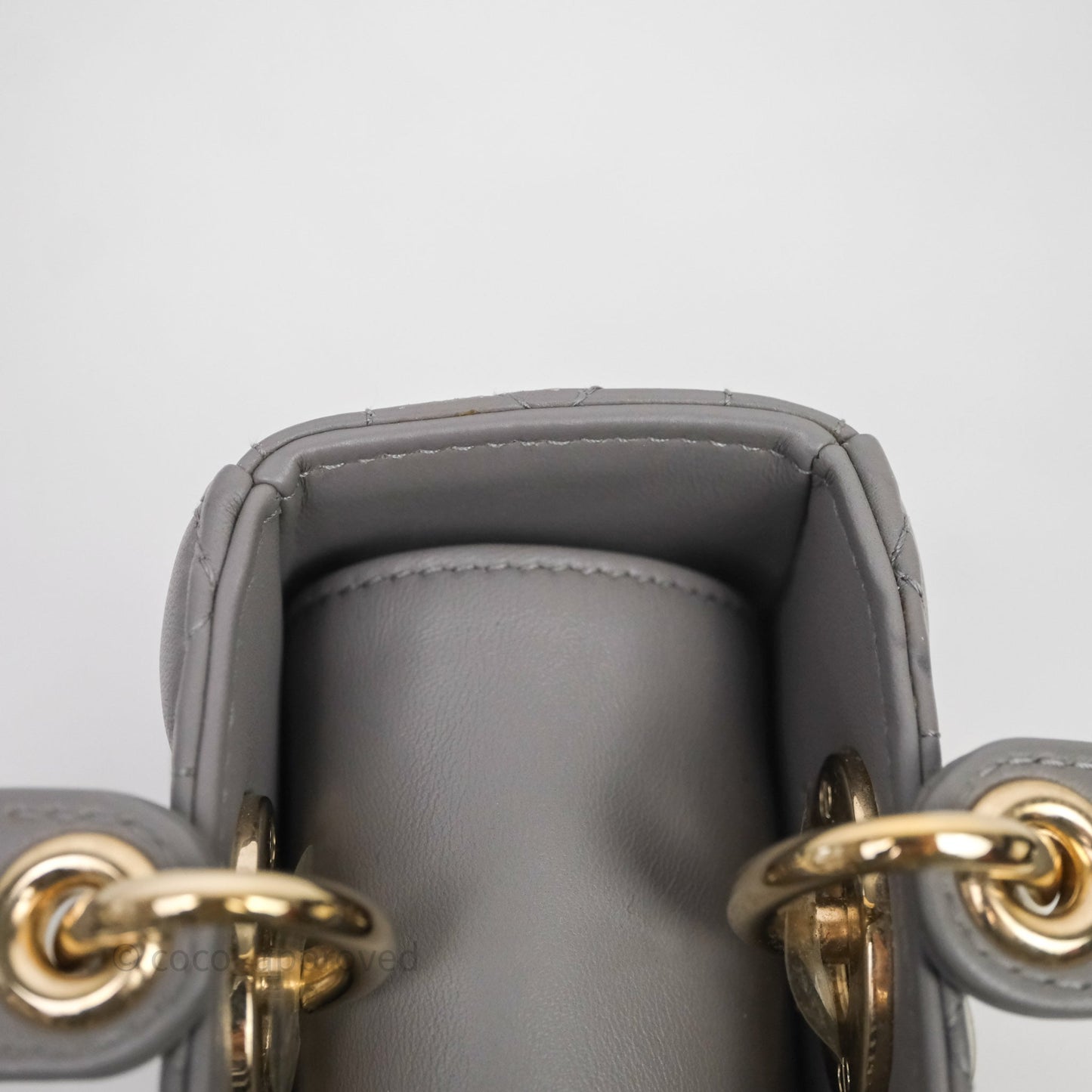 Christian Dior Small Lady Dior Grey Lambskin Gold Hardware