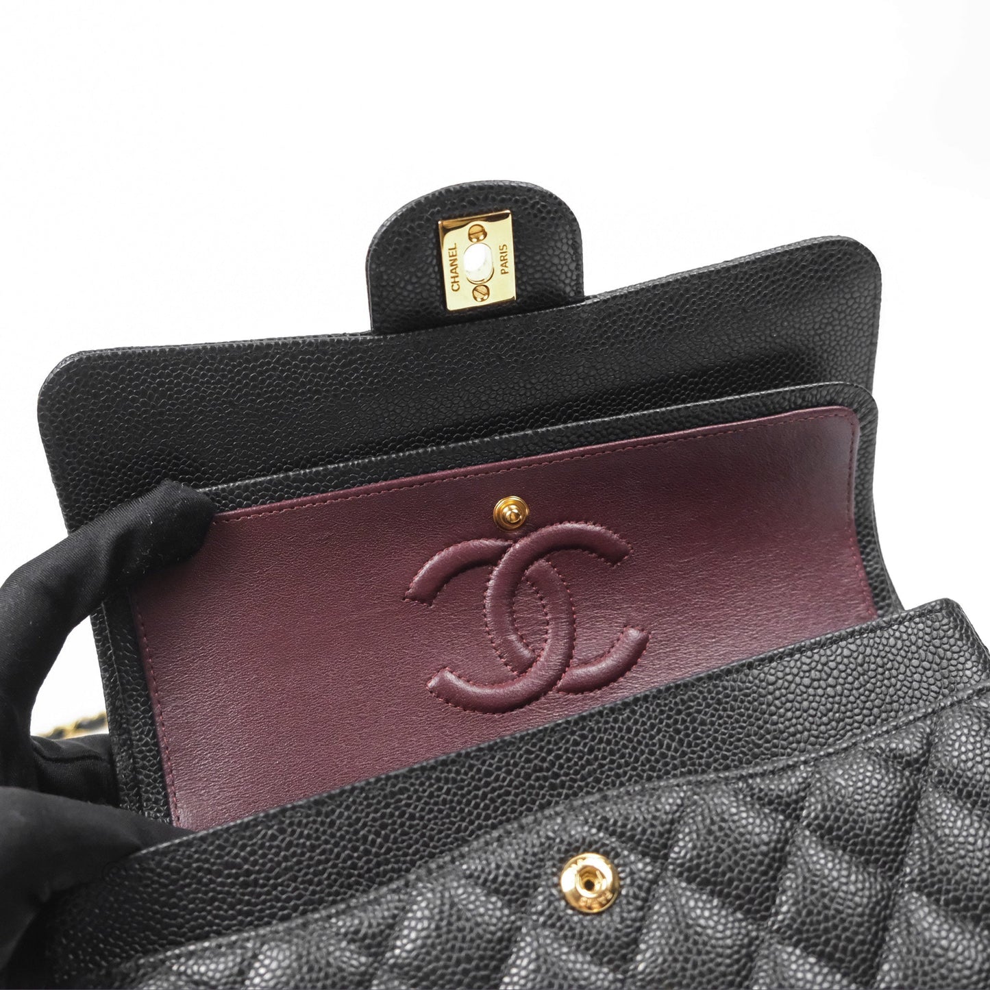Chanel Small S/M Classic Flap Quilted Black Caviar Gold Hardware