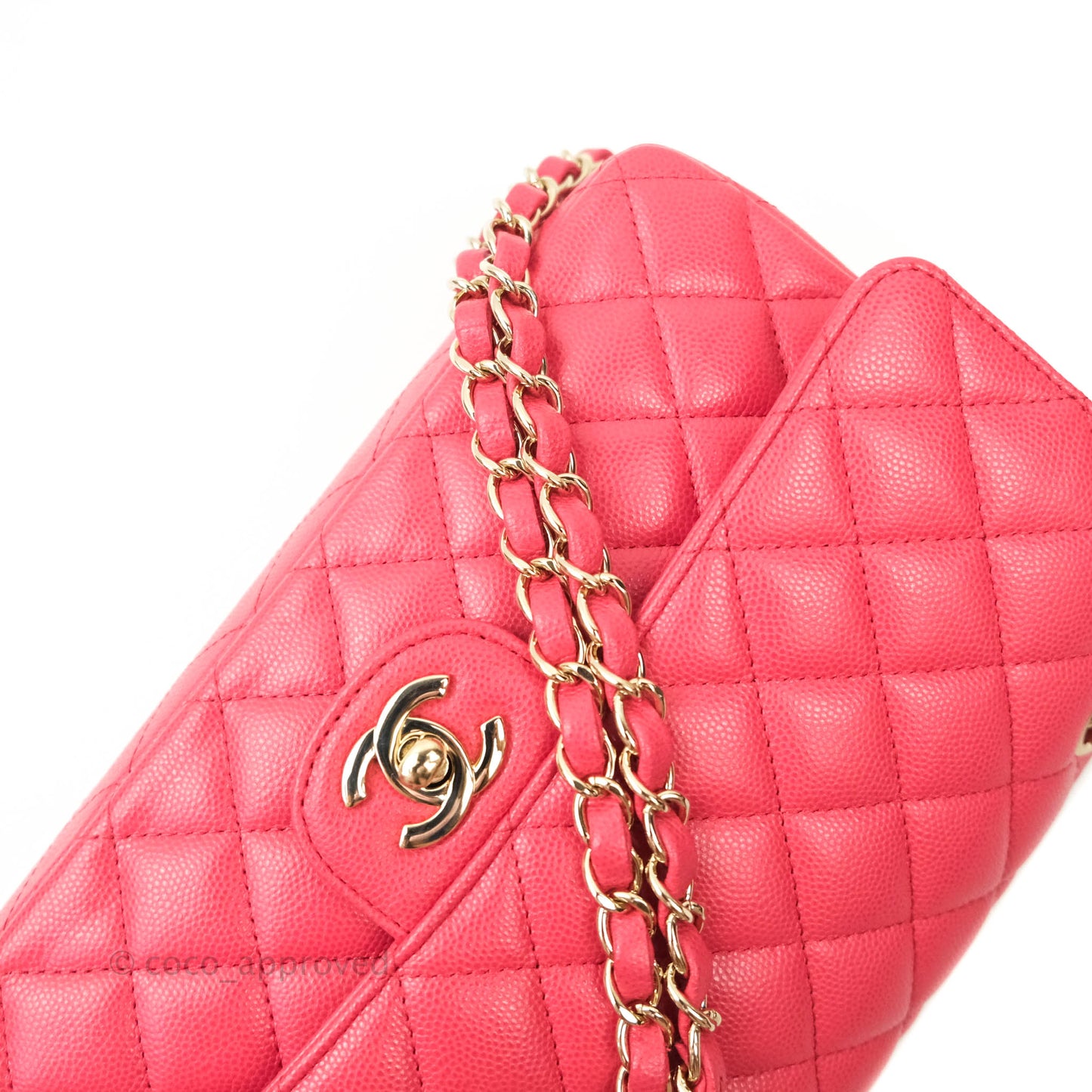 Chanel Classic M/L Medium Double Flap Dark Pink Caviar Gold Hardware
