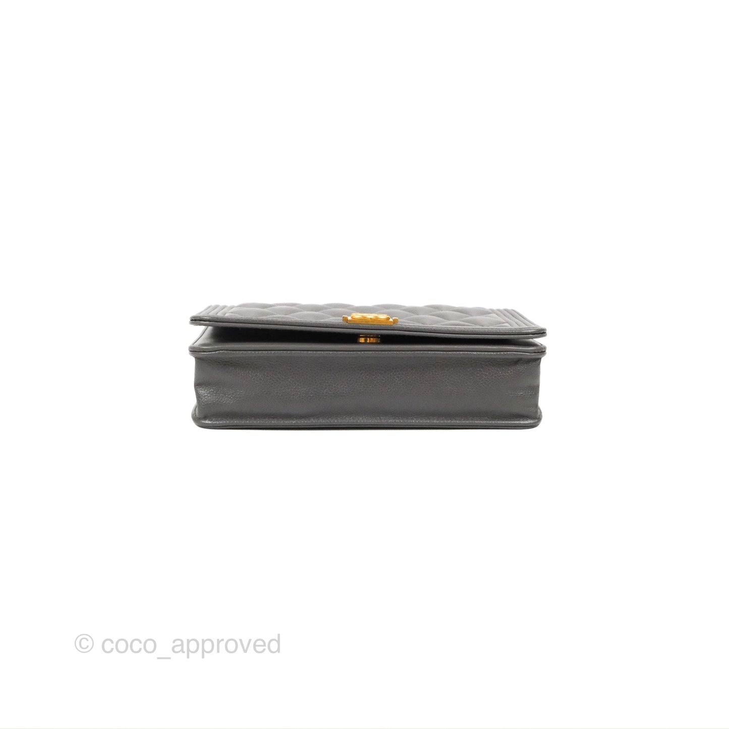 Chanel Quilted Boy Wallet on Chain WOC Dark Grey Caviar Gold Hardware