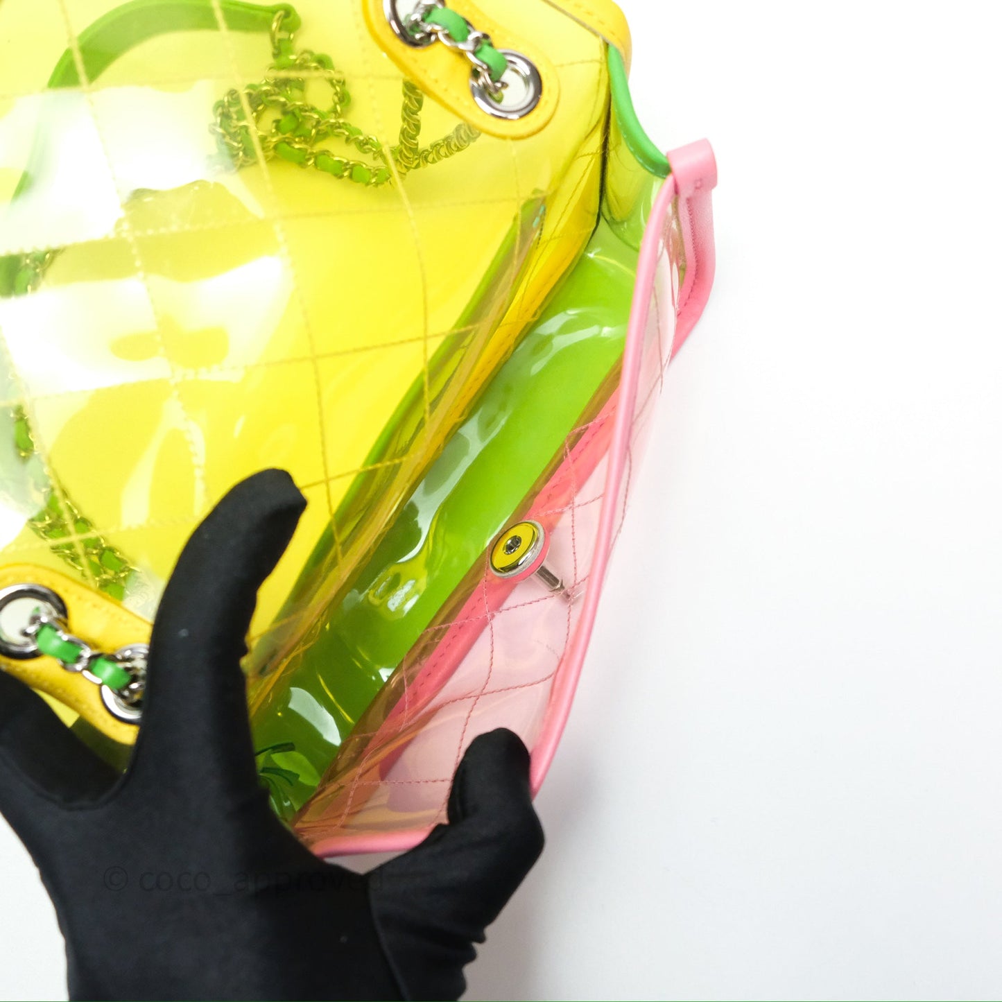 Chanel Mini Coco Splash Flap Bag PVC Lambskin Pink/Yellow/Green Silver Hardware