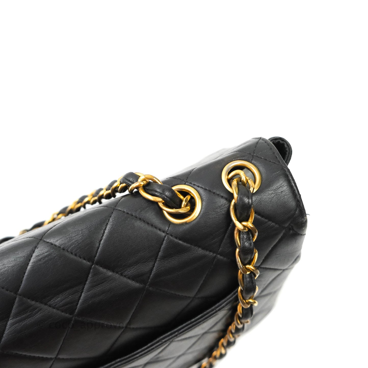 Chanel Vintage Jumbo Single Flap Black Lambskin 24K Gold Hardware