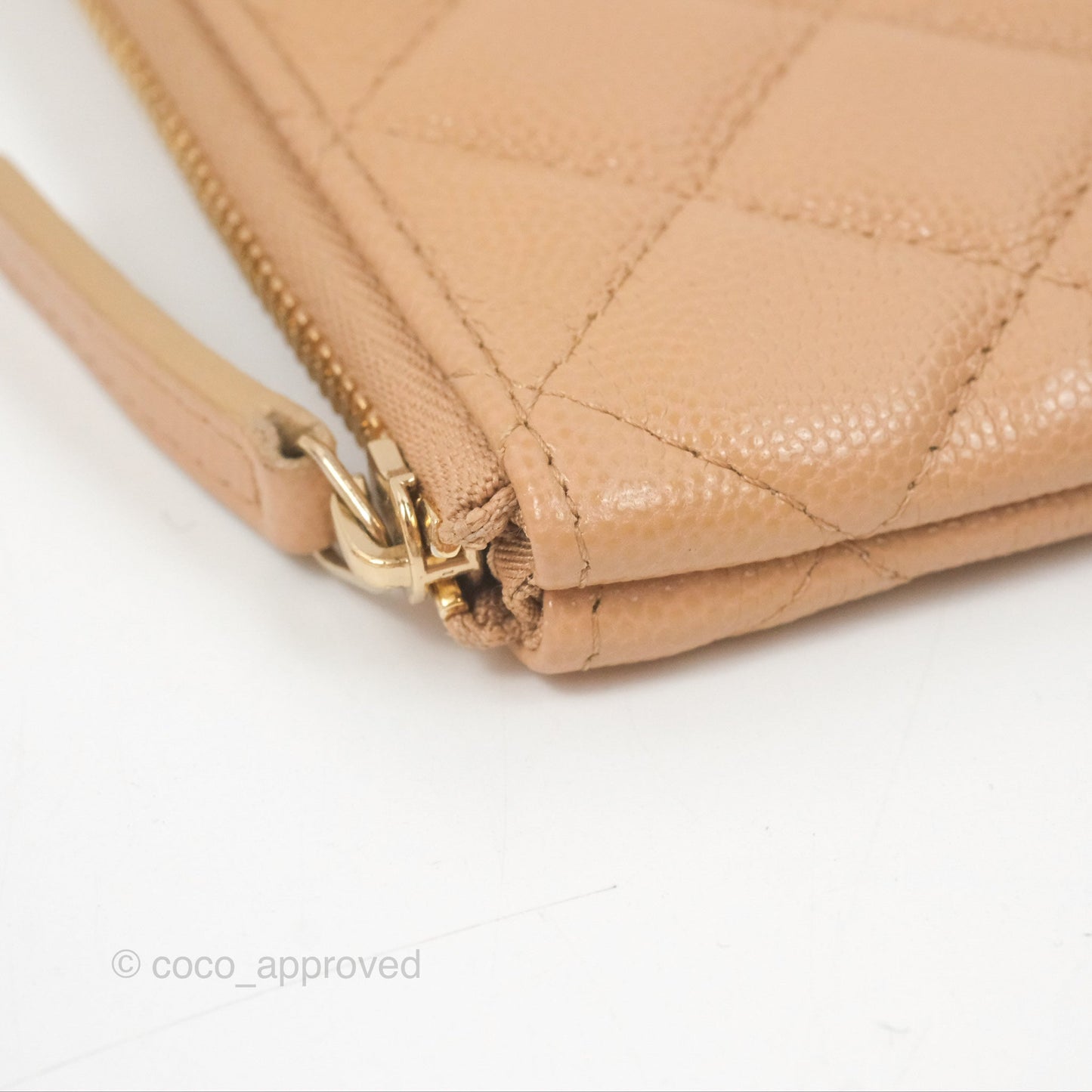 Chanel Quilted Mini O Case Beige Caviar Gold Hardware