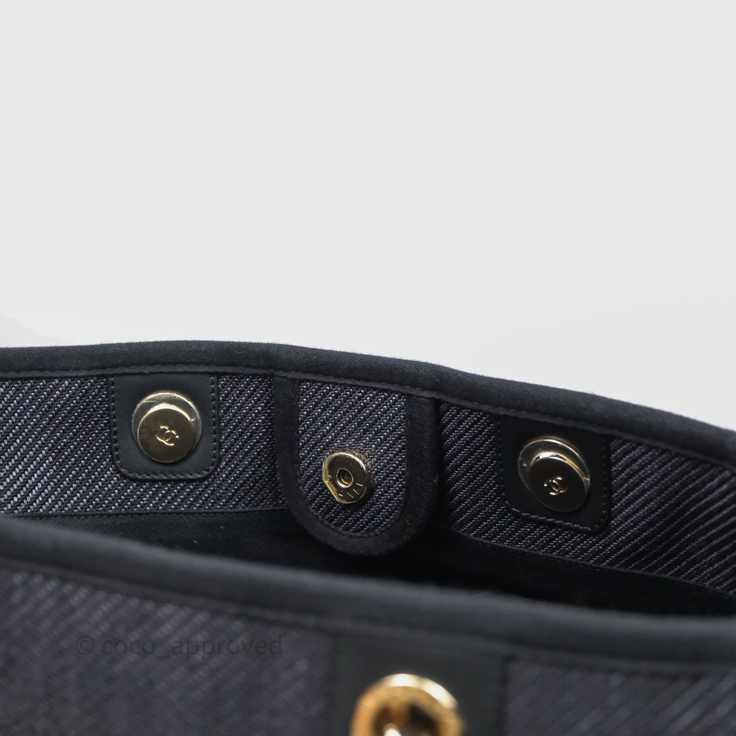 Chanel Medium Deauville Navy Canvas Gold Hardware