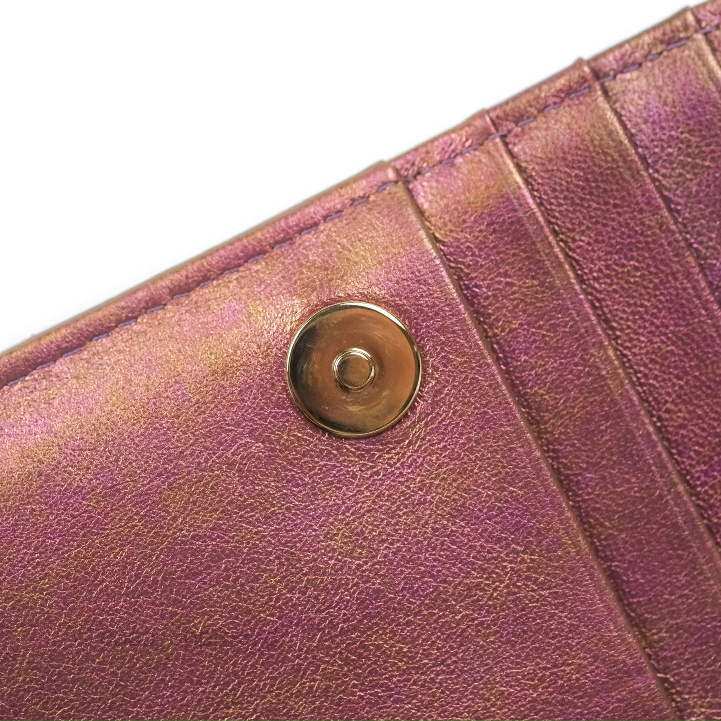 Chanel Quilted Mini Wallet on Chain WOC Iridescent Purple Gold Hardware