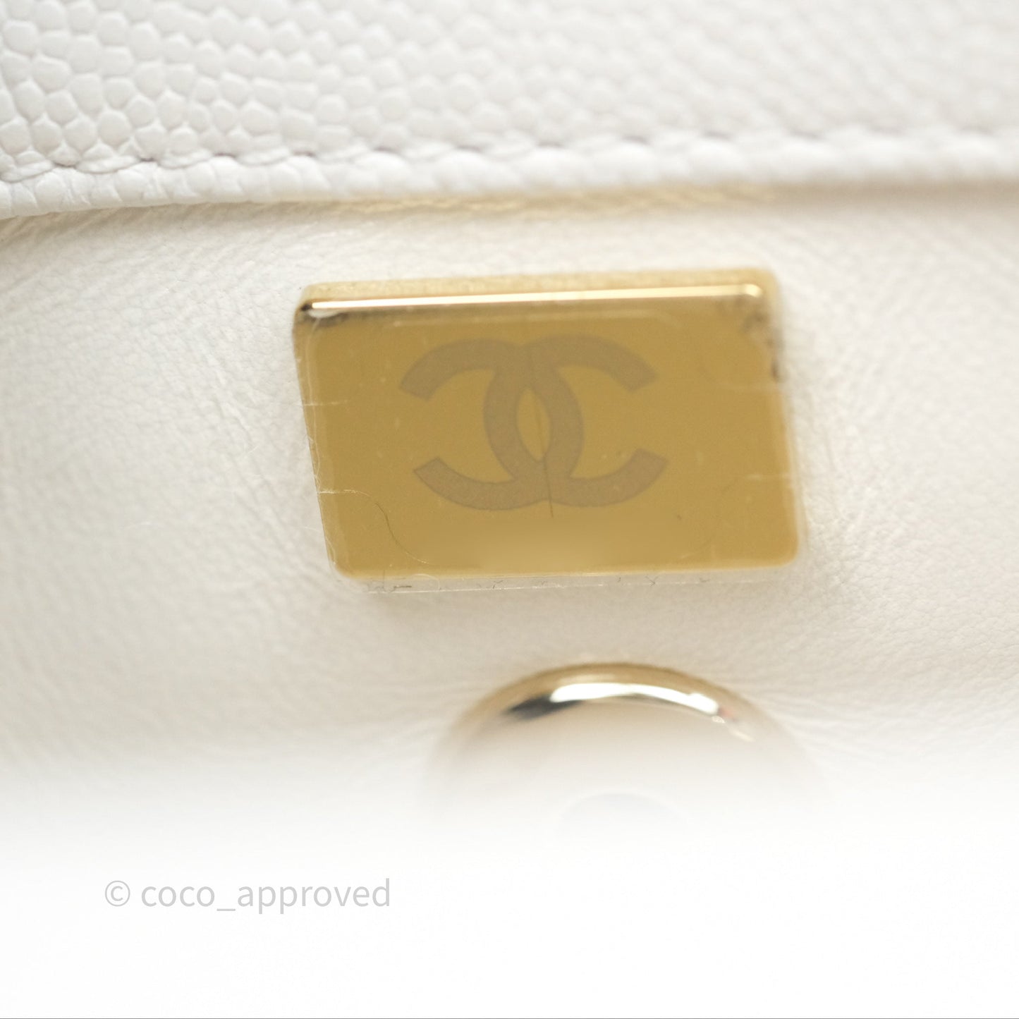 Chanel Small Coco Handle Quilted White Caviar Gold Hardware
