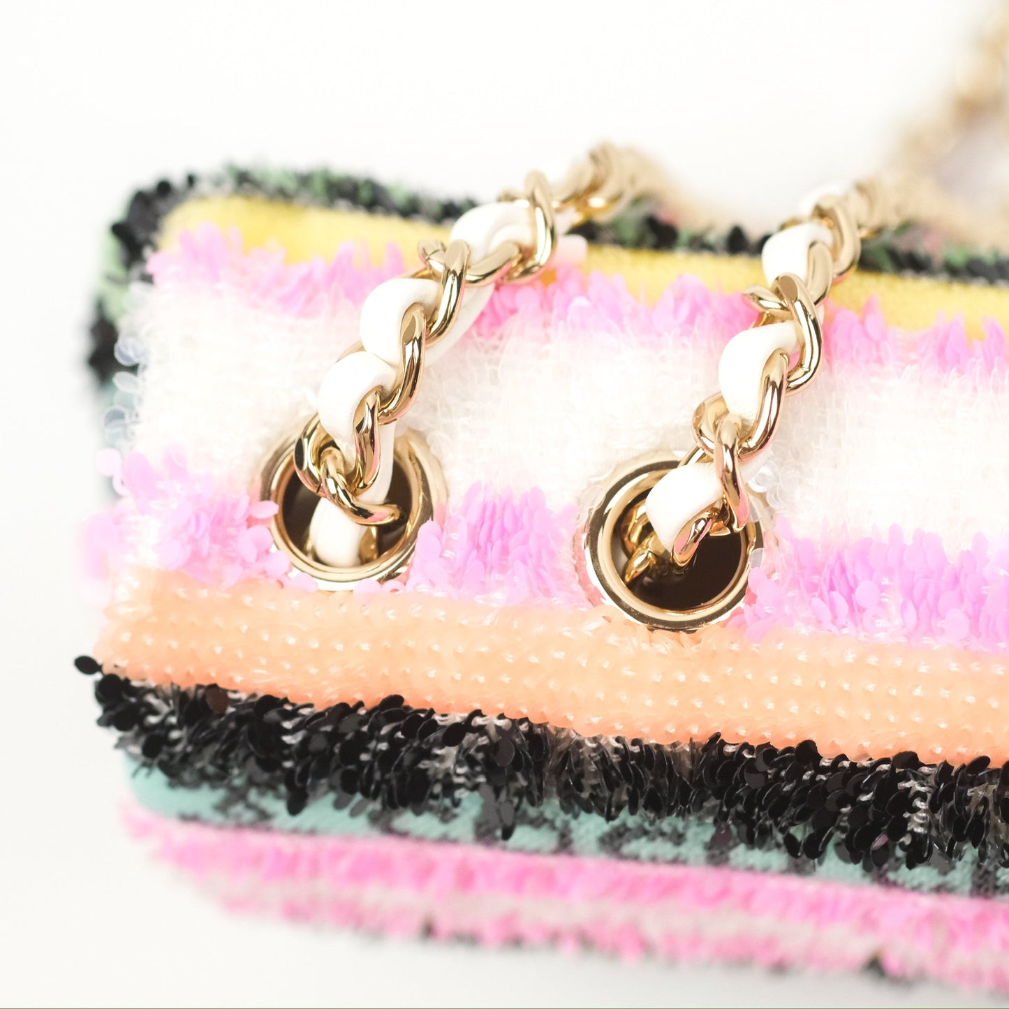 Chanel Mini Sequins Logo Flap Bag Multicolour Gold Hardware 22S