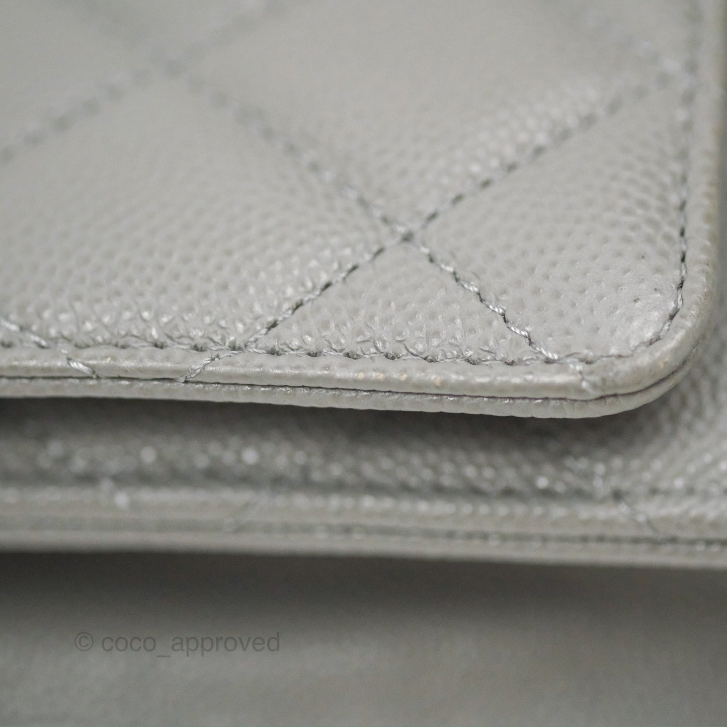 Chanel Classic Wallet on Chain WOC Quilted Grey Caviar Gold Hardware