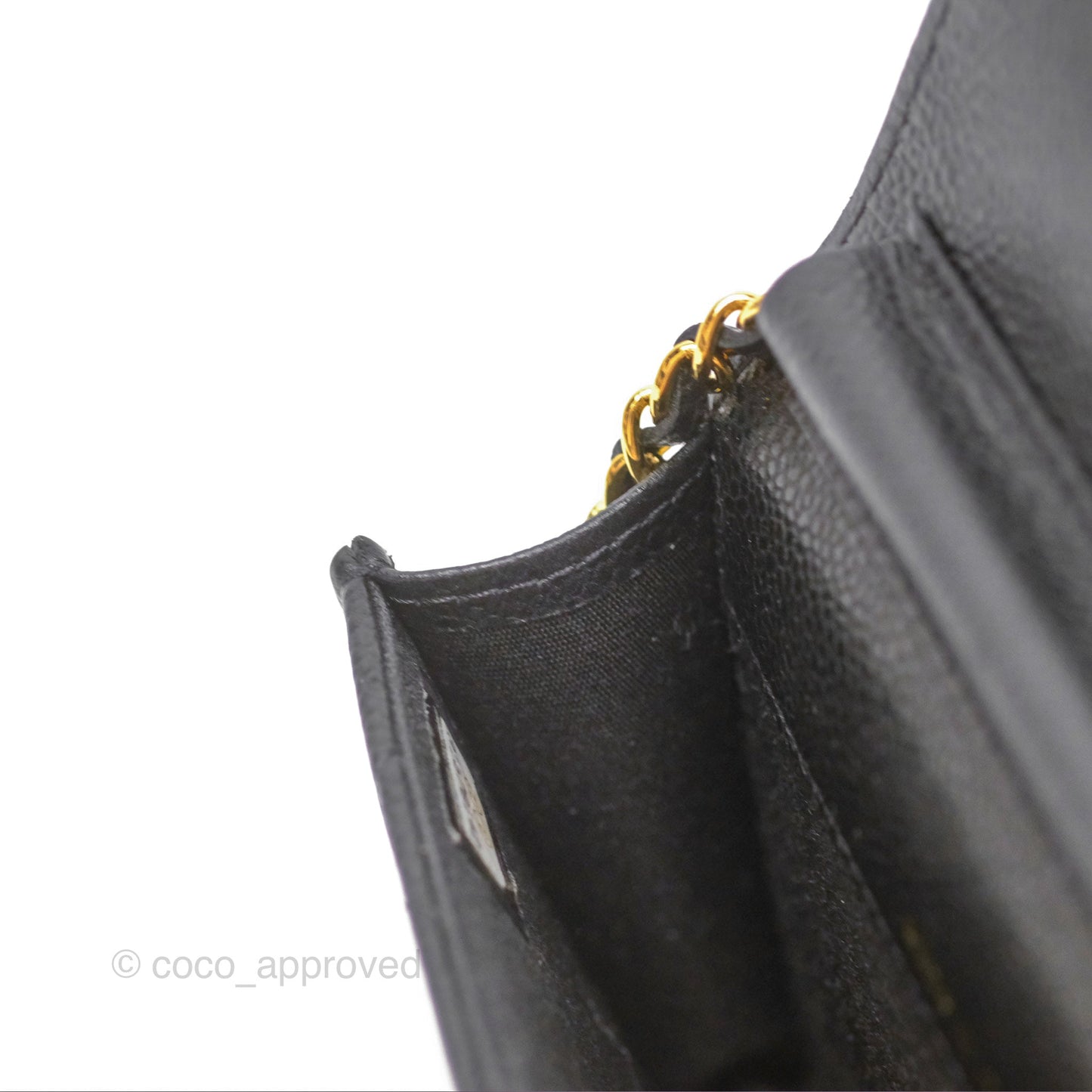 Chanel Miss Coco Clutch With Chain Quilted Black Caviar Gold Hardware
