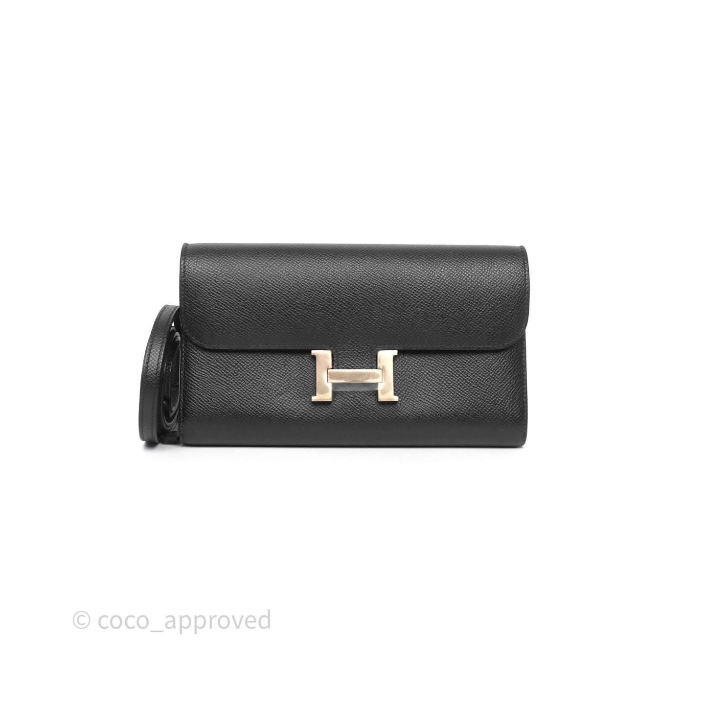 Hermès Constance Long To Go Wallet Black Noir 89 Epsom Rose Gold Hardware