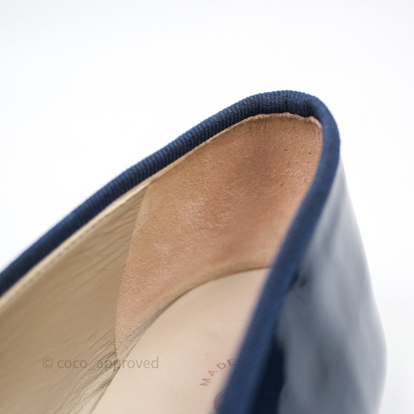 Chanel Ballerina Patent Leather Flats Navy/ Black Size 38.5